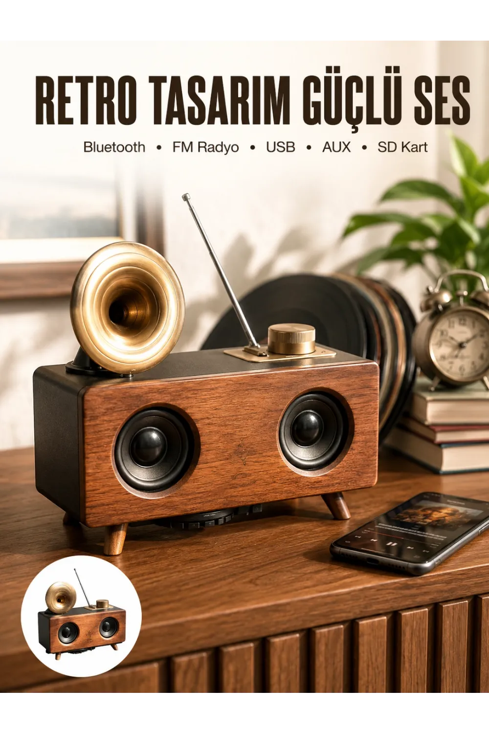 Nostaljik Görünümlü Bluetooth Bağlantılı Speaker