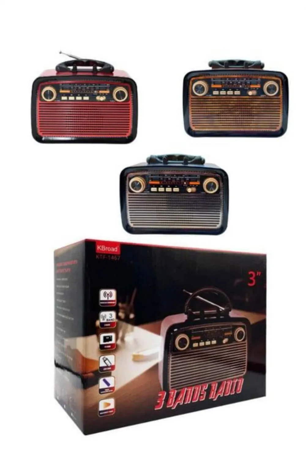 Nostaljik Radyo Bluetooth Bağlantılı Müzik Kutusu Ahşap