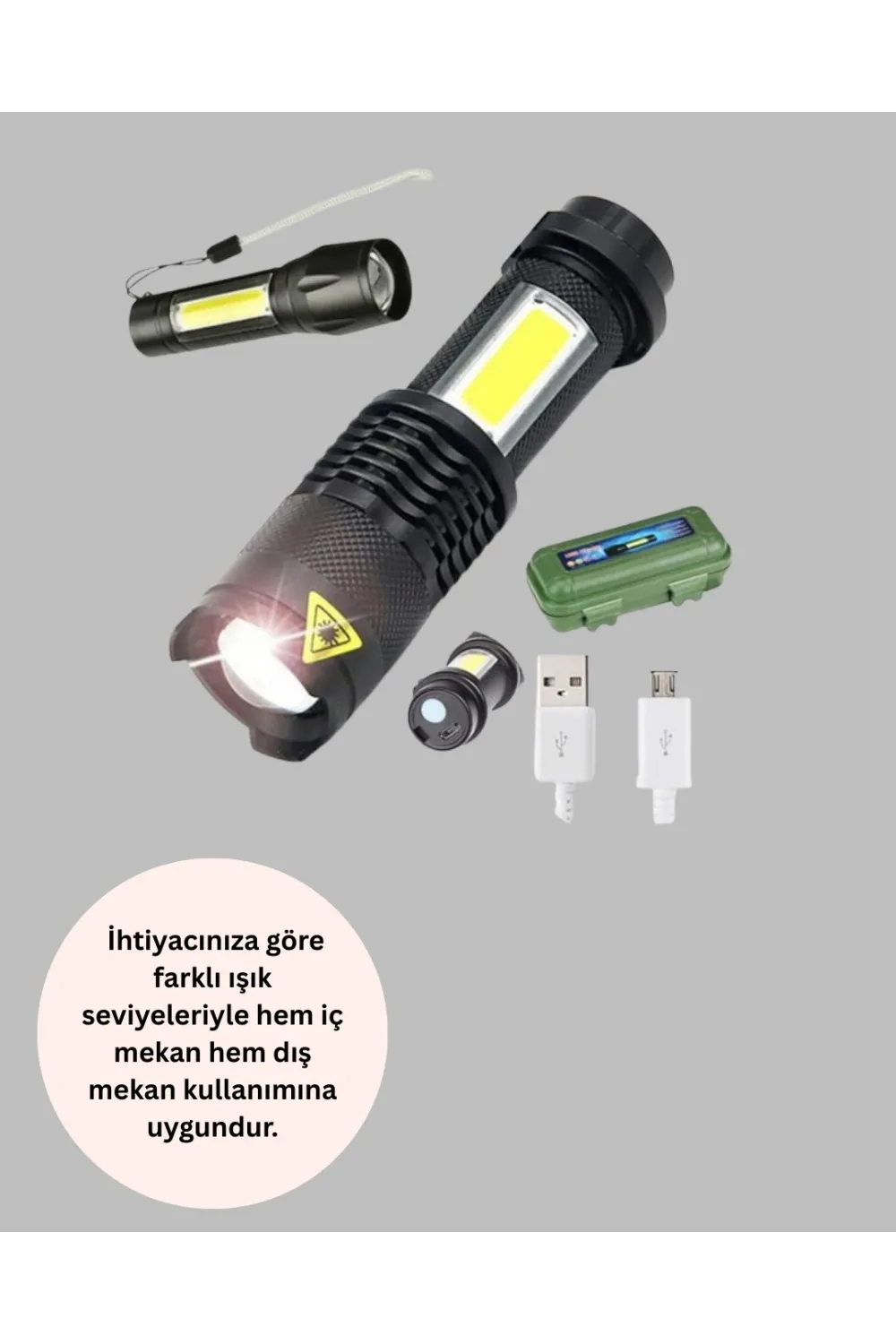 Odak Ayarlı 2000 Lümen Şarjlı Led El Feneri