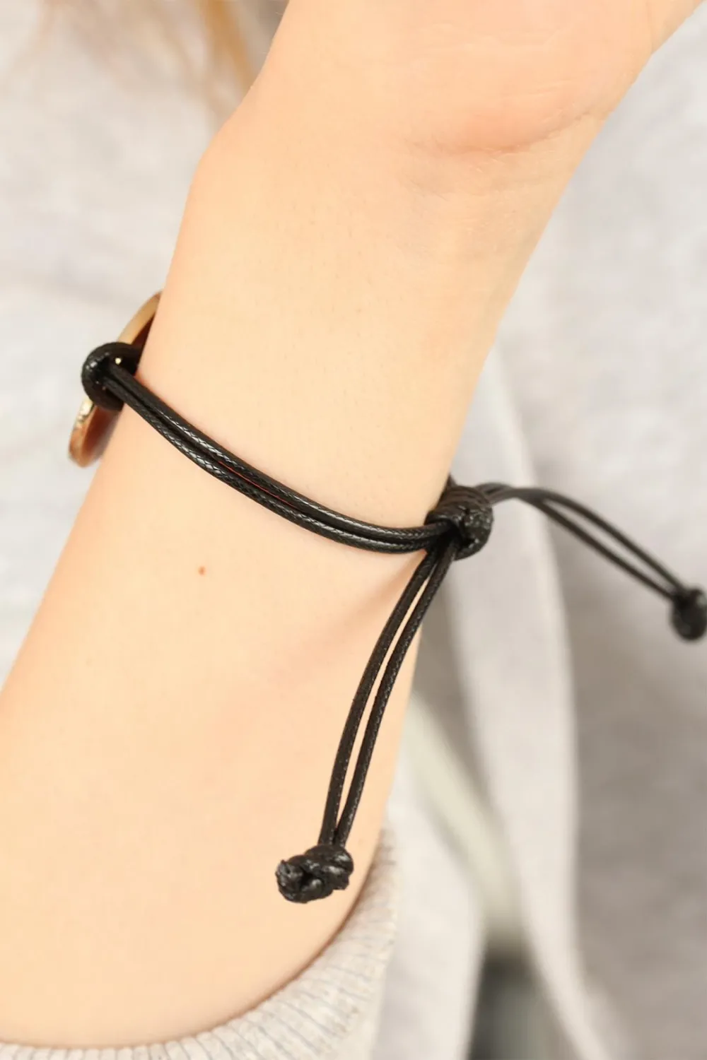 ietaks™ OKAY (İyi) Siyah Deri İpli Unisex Mood Bileklik
