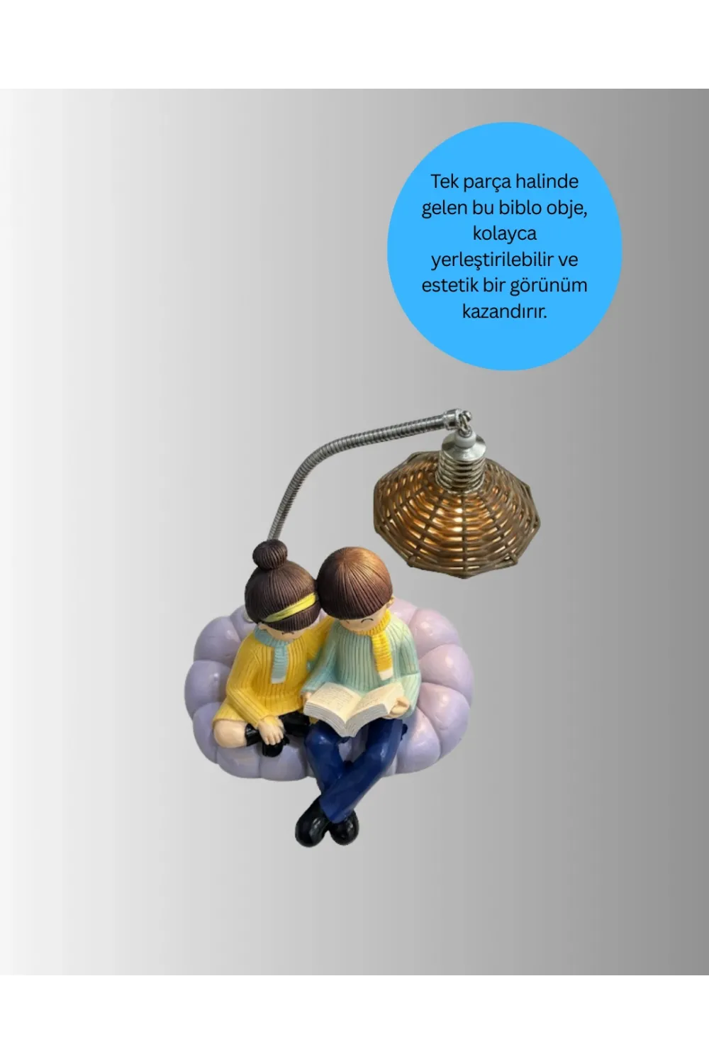 Okuyan Çift Figürlü Dekoratif Gece Lambası Hediye Seçeneği