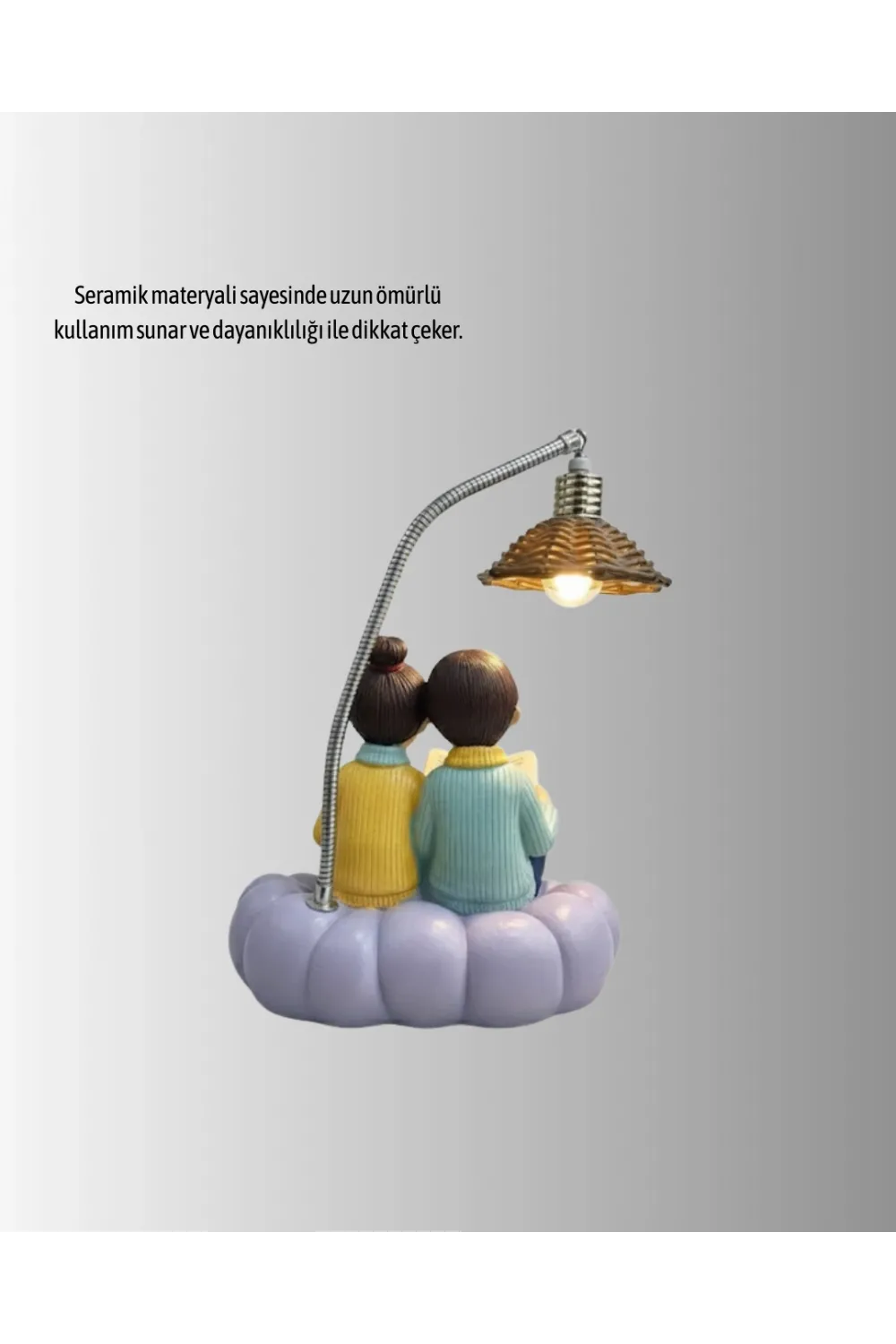 Okuyan Çift Figürlü Dekoratif Gece Lambası Hediye Seçeneği