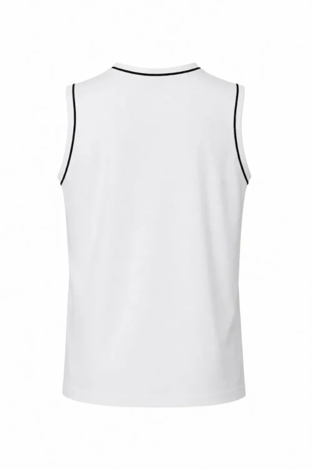 Ön Unisex Pamuklu Bisiklet Yaka Kolsuz Atlet Kontrast Biyeli Regular Fit - Beyaz