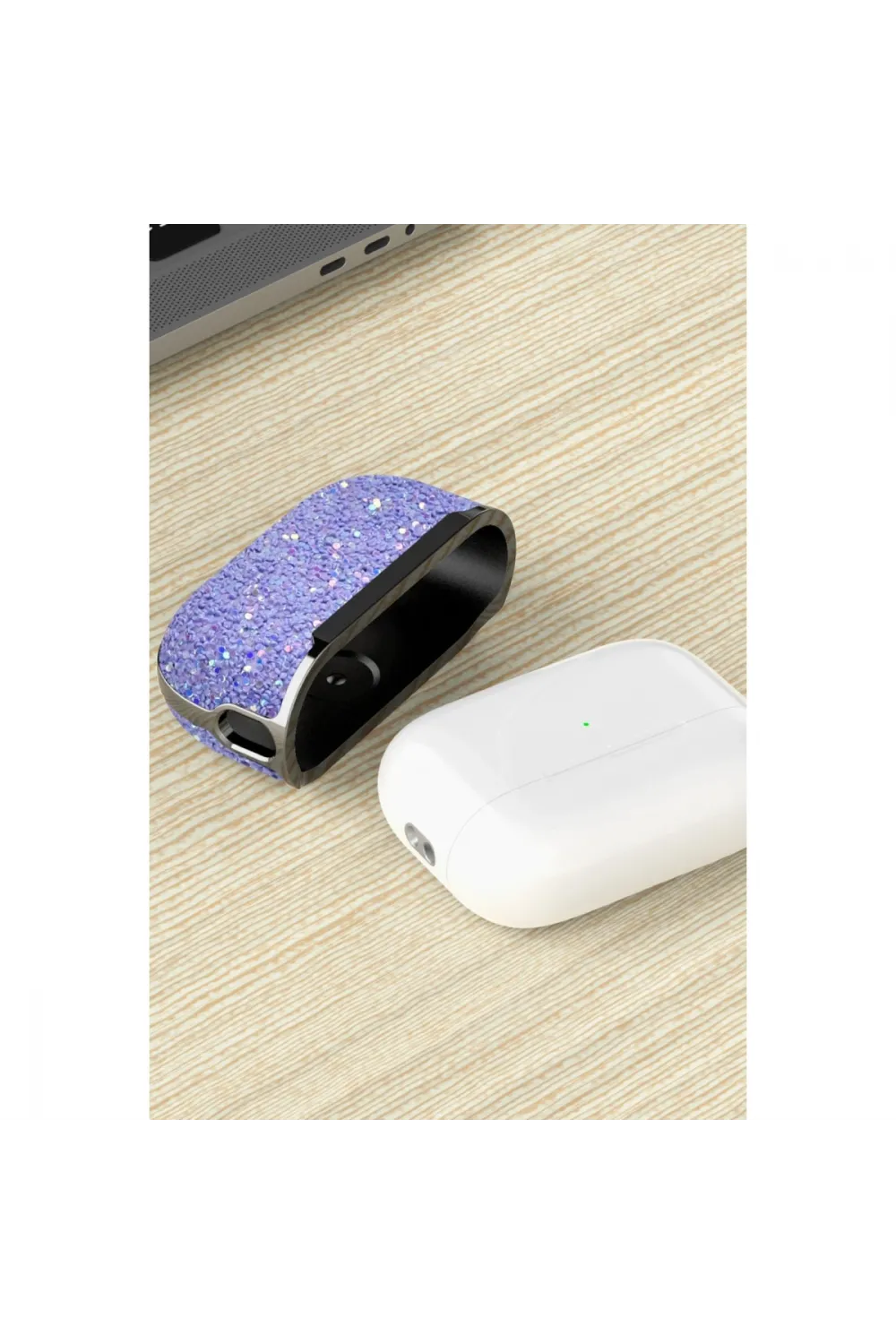 Onegif Apple Airpods Pro 2 (2.nesil) Bright Simli Airpods Kapak - Gümüş