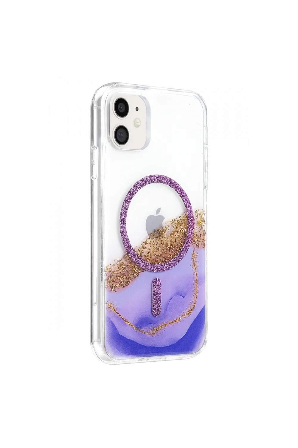 Onegif Apple İphone 11 Lotus Simli Magsafe Kapak - Mor