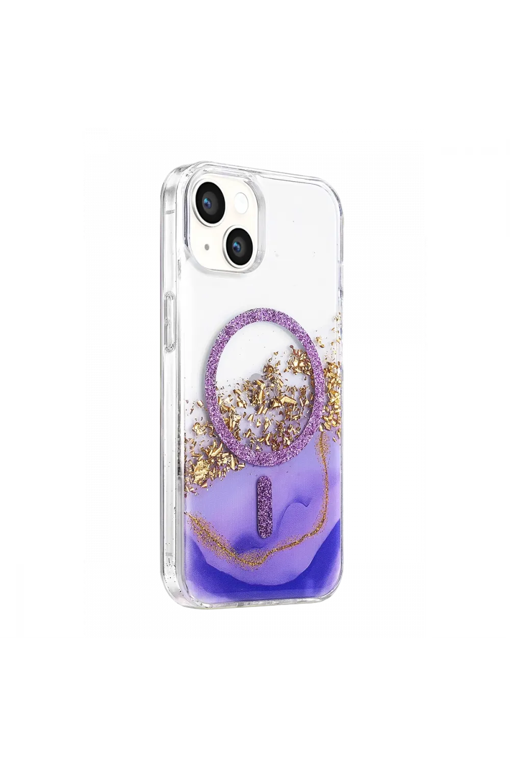 Onegif Apple İphone 14 Lotus Simli Magsafe Kapak - Mor