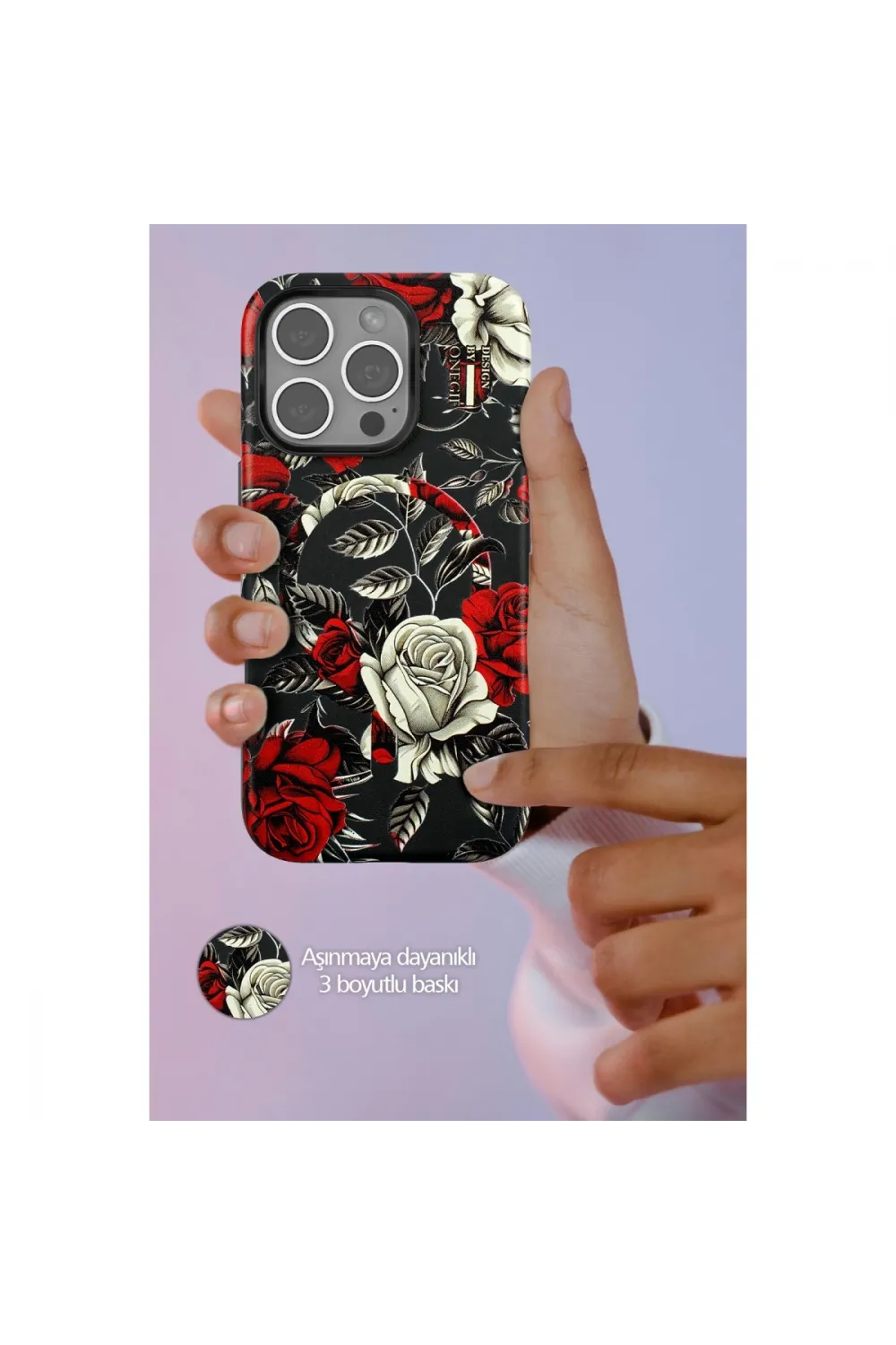 Onegif Apple İphone 14 Pro Flower Series Magsafe Kapak - Beyaz