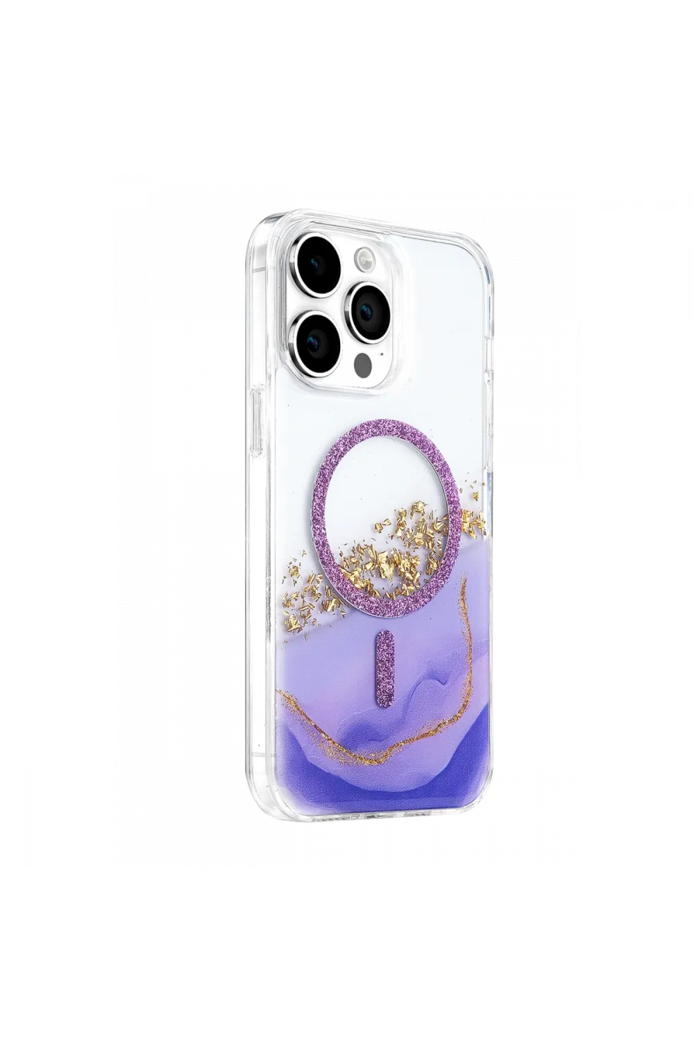 Onegif Apple İphone 14 Pro Max Lotus Simli Magsafe Kapak - Mor