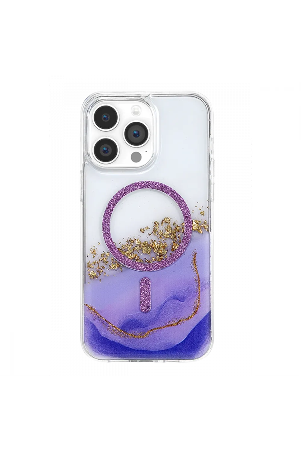 Onegif Apple İphone 14 Pro Max Lotus Simli Magsafe Kapak - Mor