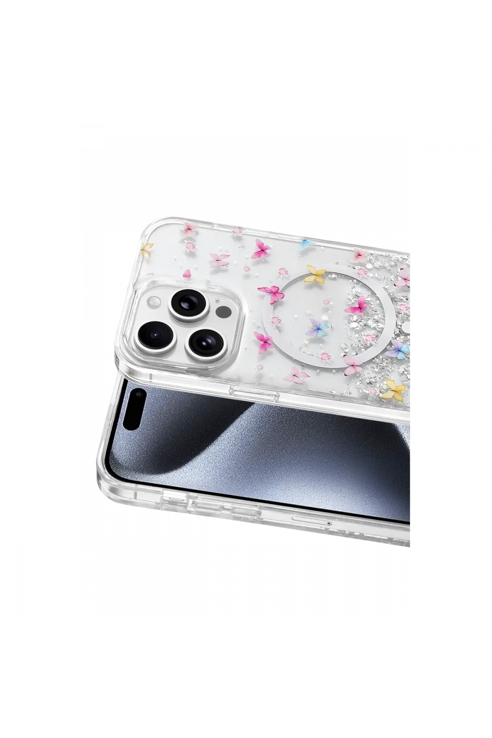 Onegif Apple İphone 14 Pro Max Misk Simli Magsafe Kapak - Desen 4