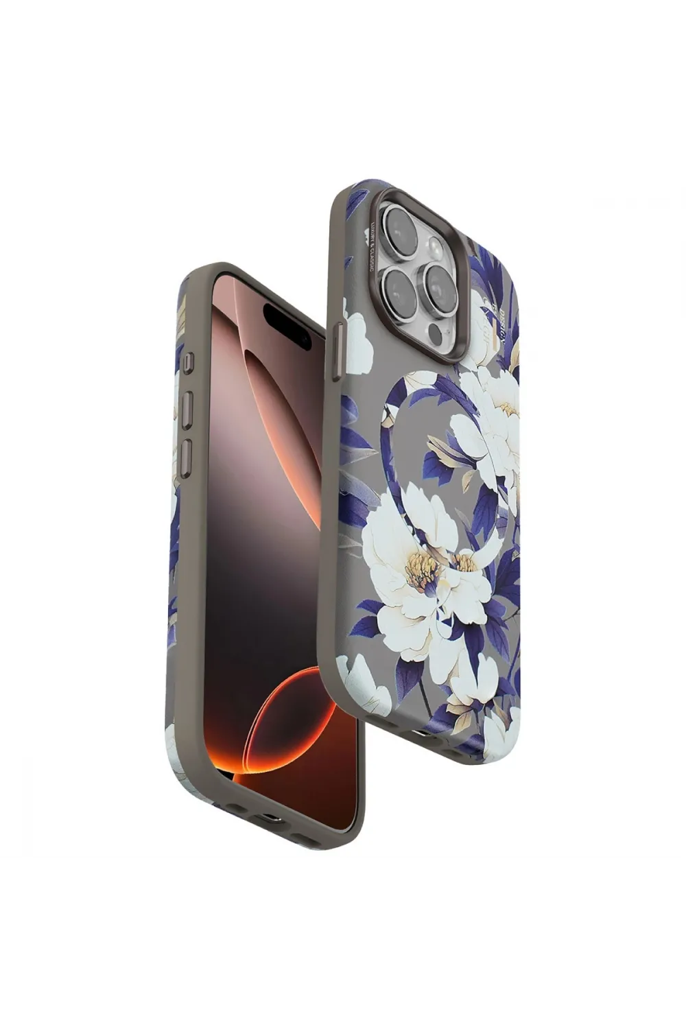 Onegif Apple İphone 15 Pro Max Flower Series Magsafe Kapak - Gri