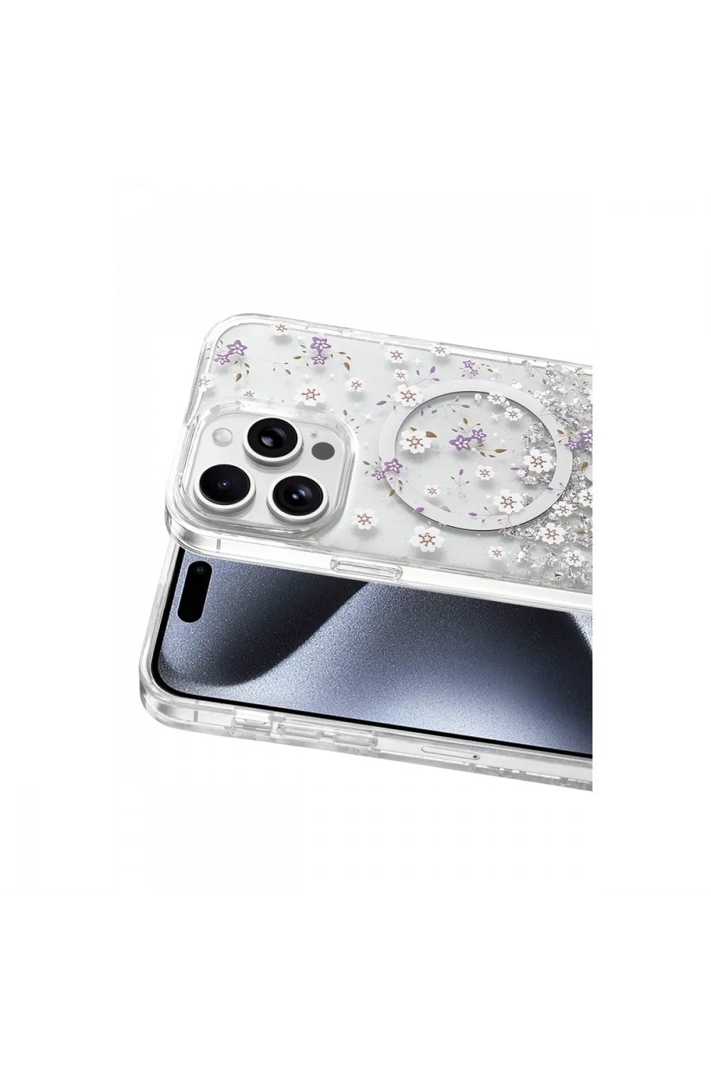 Onegif Apple İphone 15 Pro Max Misk Simli Magsafe Kapak - Desen 2