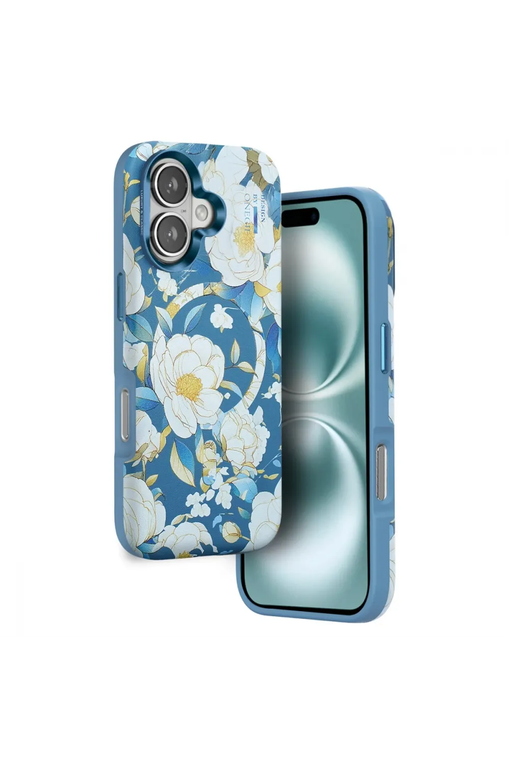 Onegif Apple İphone 16 Flower Series Magsafe Kapak - Mavi