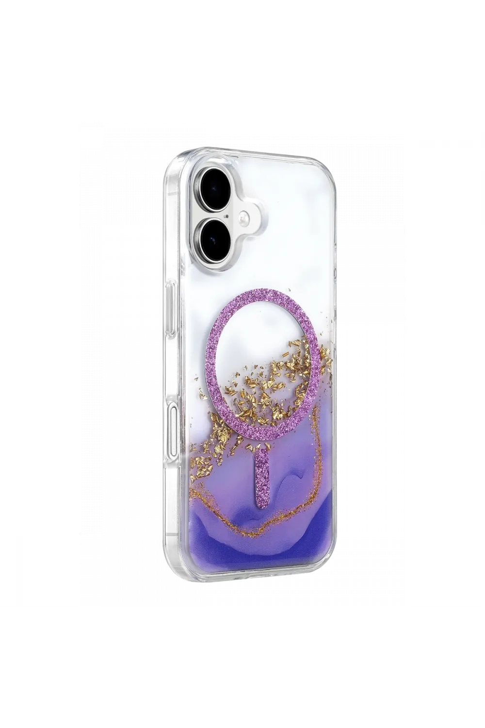 Onegif Apple İphone 16 Lotus Simli Magsafe Kapak - Mor