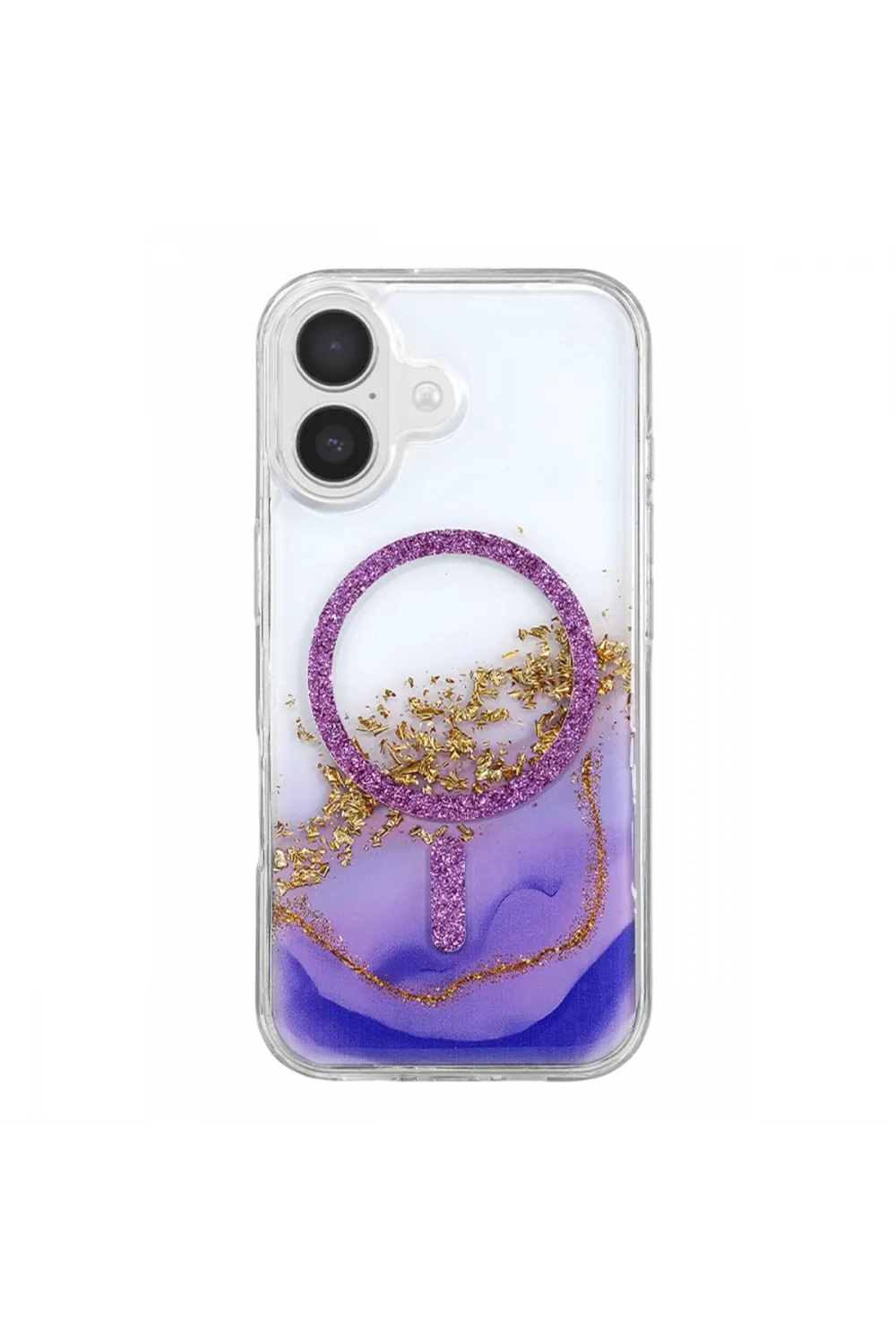 Onegif Apple İphone 16 Lotus Simli Magsafe Kapak - Mor