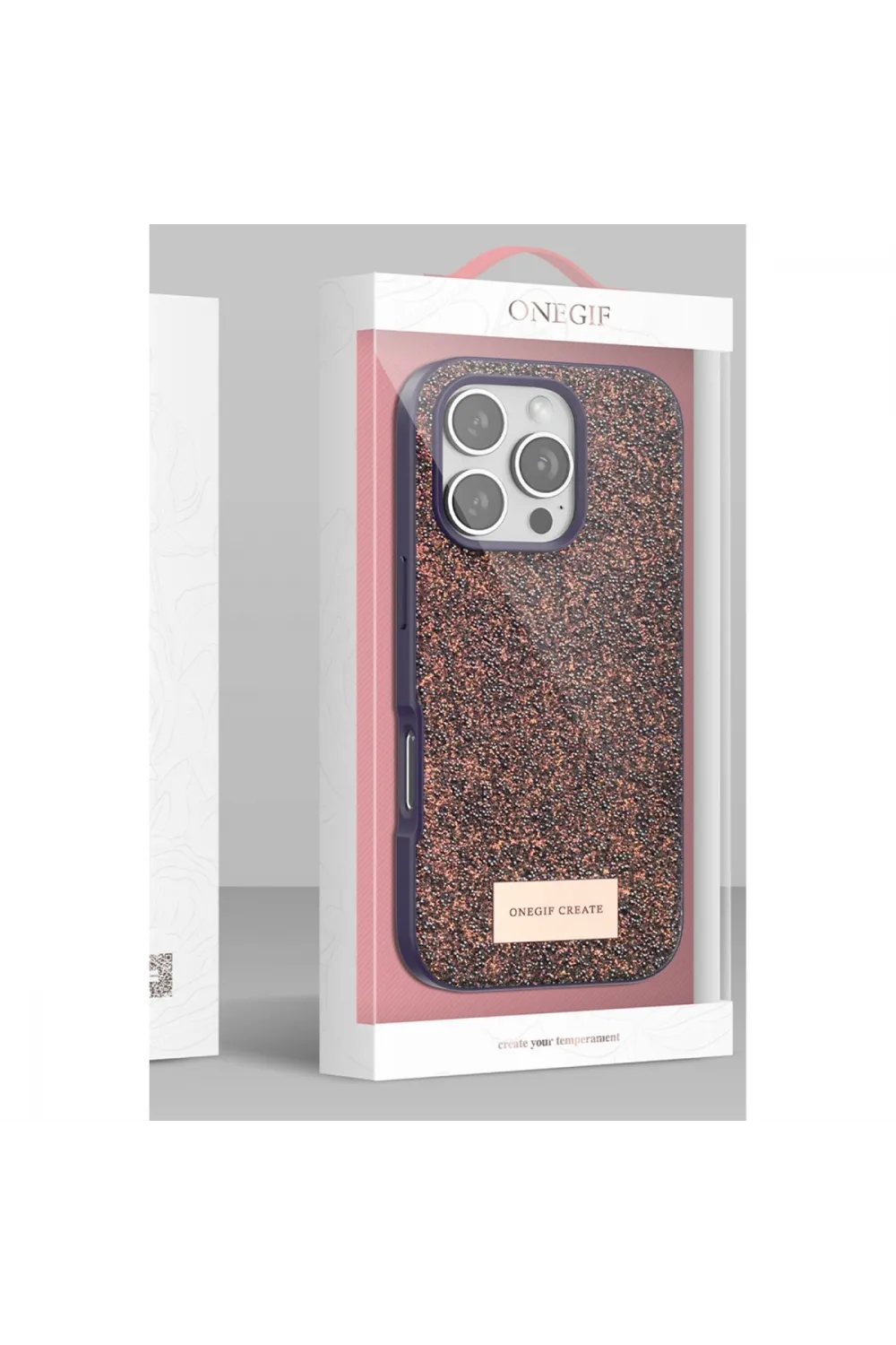Onegif Apple İphone 16 Pro Max Bright Simli Kapak - Gümüş
