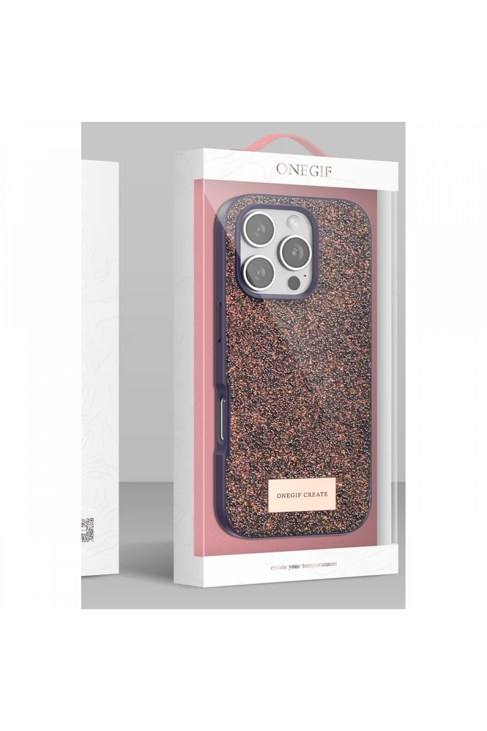 Onegif Apple iPhone 16 Pro Max Bright Simli Kapak - Pembe