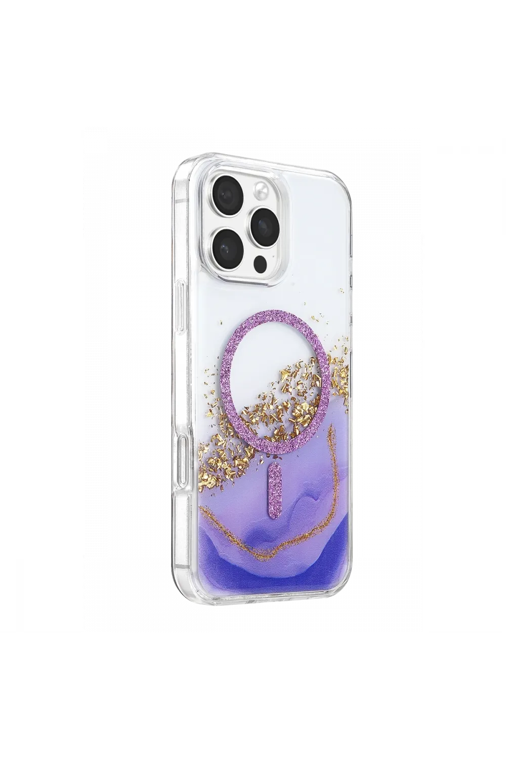 Onegif Apple İphone 16 Pro Max Lotus Simli Magsafe Kapak - Mor
