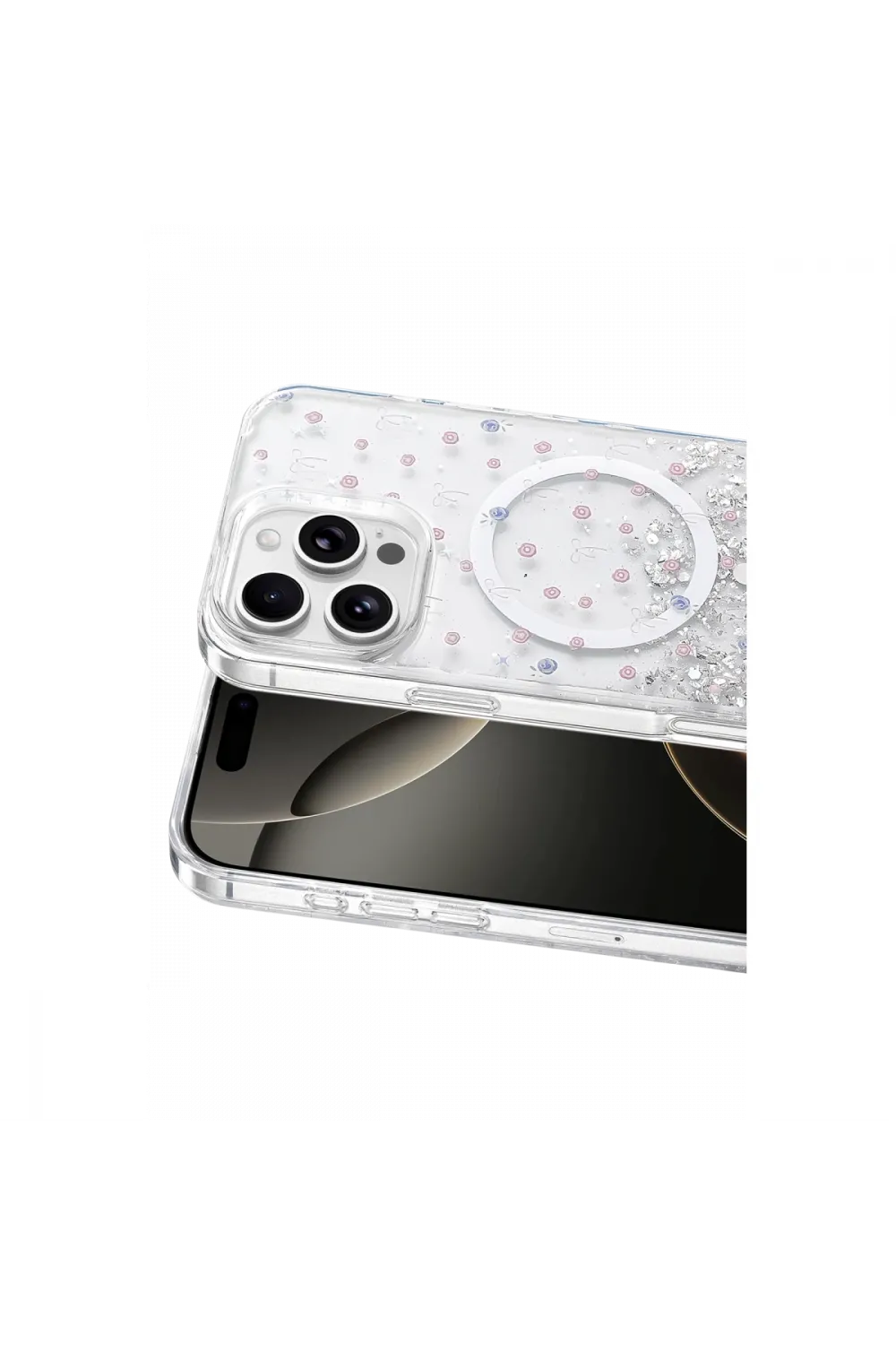 Onegif Apple İphone 16 Pro Max Misk Simli Magsafe Kapak - Desen 1
