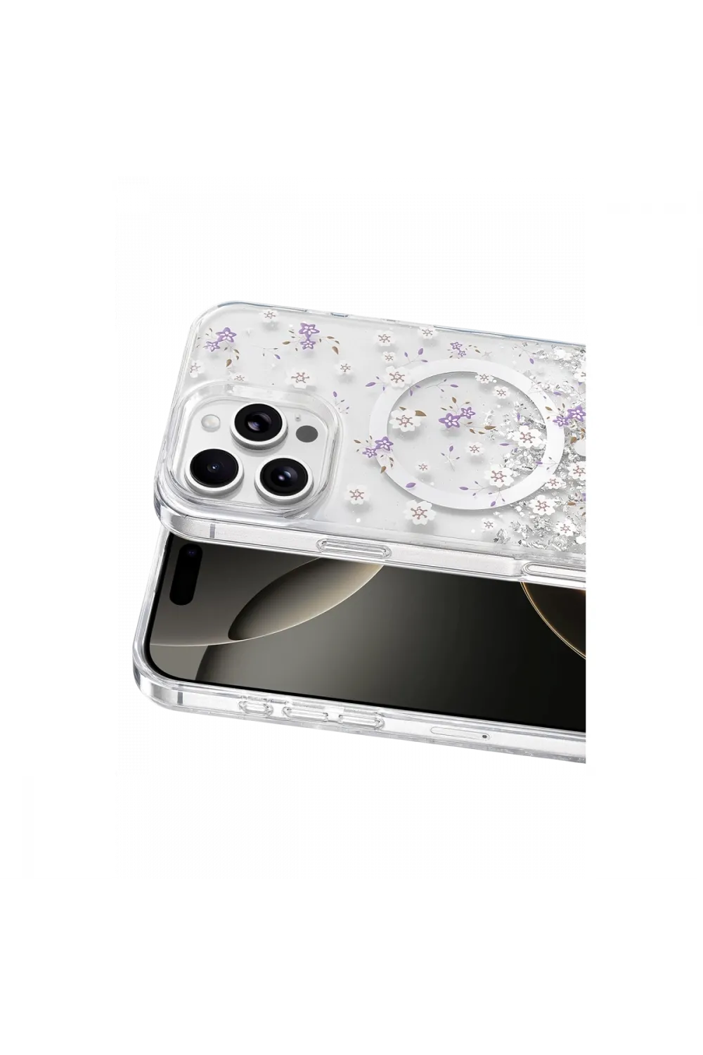 Onegif Apple İphone 16 Pro Max Misk Simli Magsafe Kapak - Desen 2