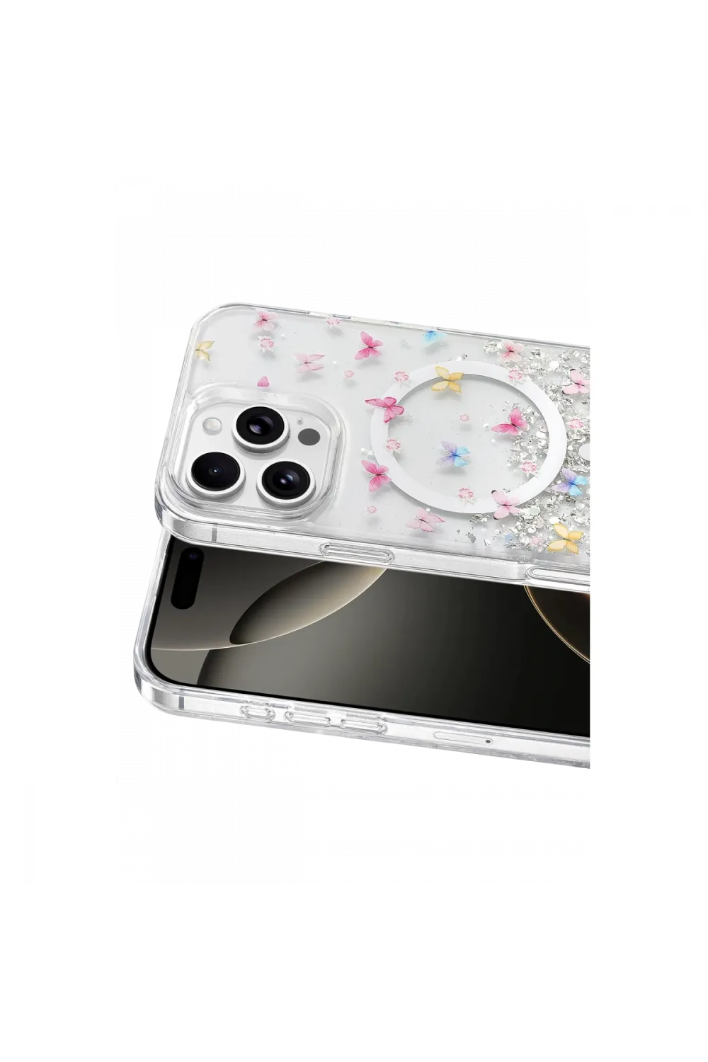 Onegif Apple İphone 16 Pro Max Misk Simli Magsafe Kapak - Desen 4