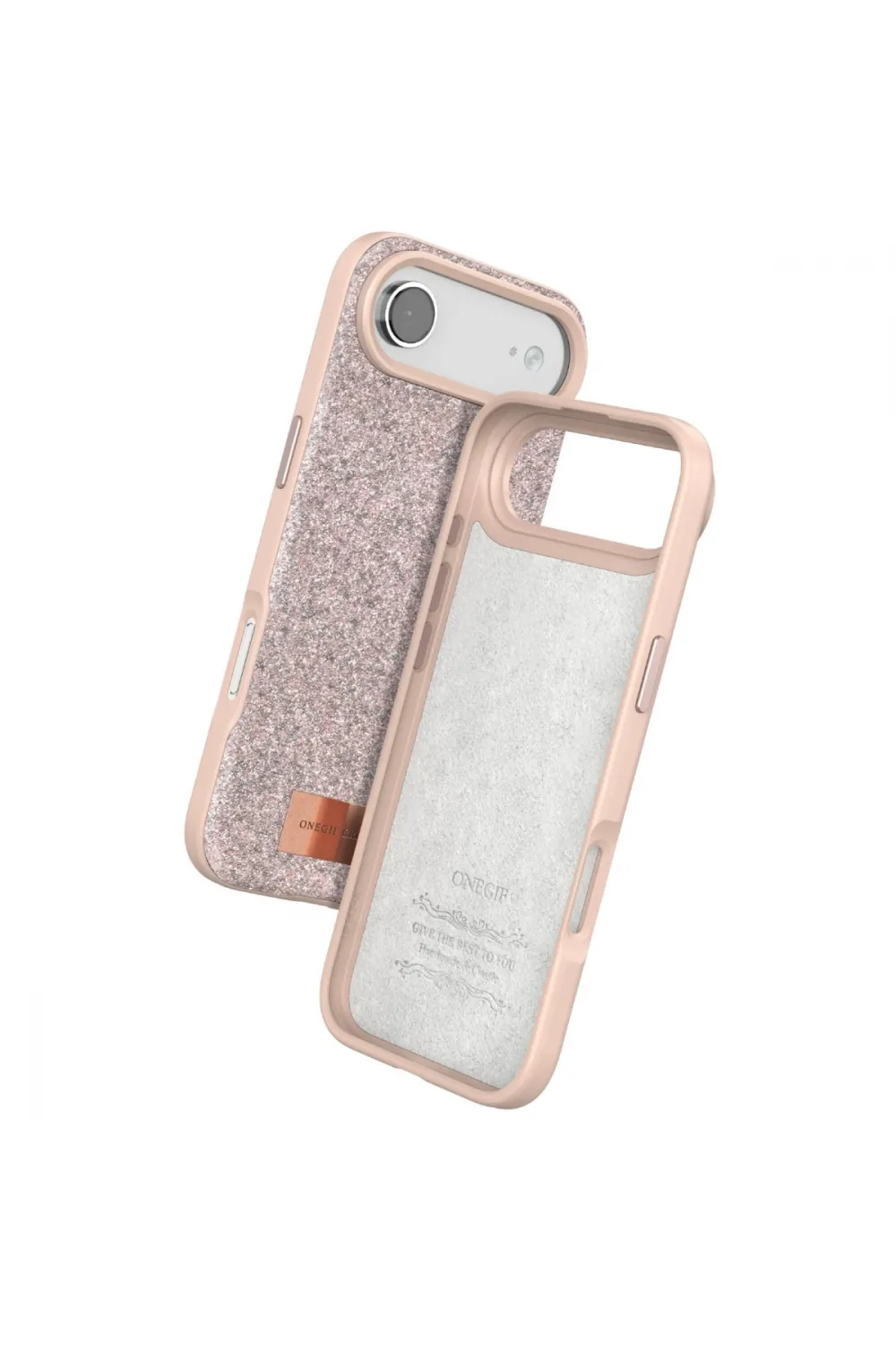 Onegif Apple İphone 17 Air Bright Simli Kapak - Pembe