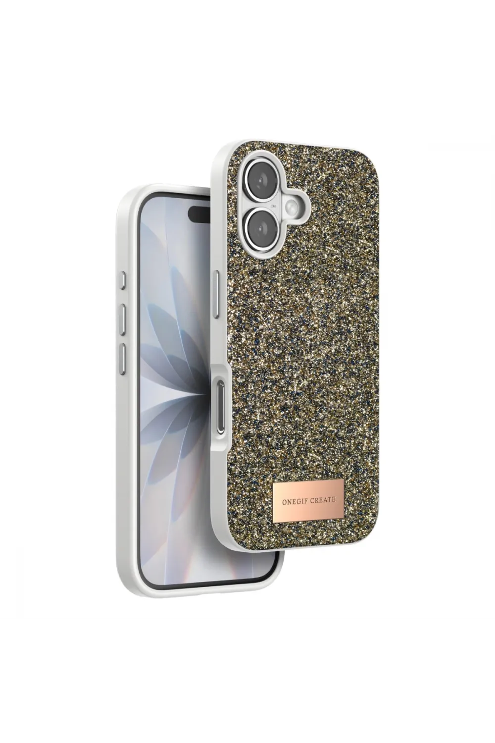 Onegif Apple İphone 17 Bright Simli Kapak - Çöl Titanyum