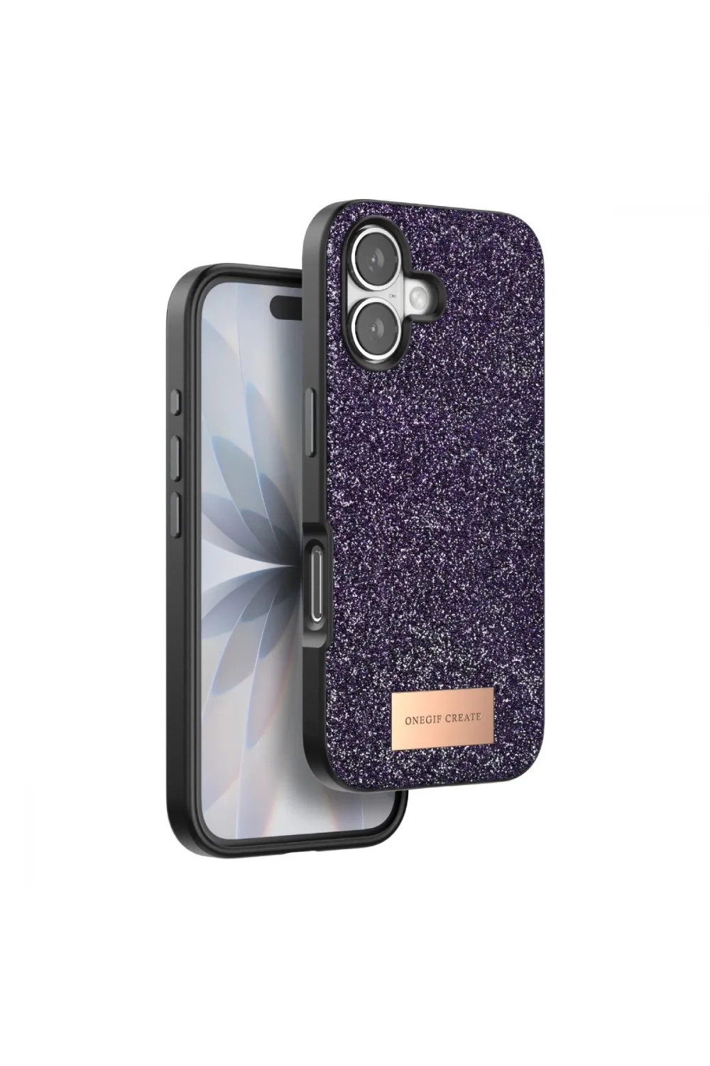 Onegif Apple İphone 17 Bright Simli Kapak - Derin Mor