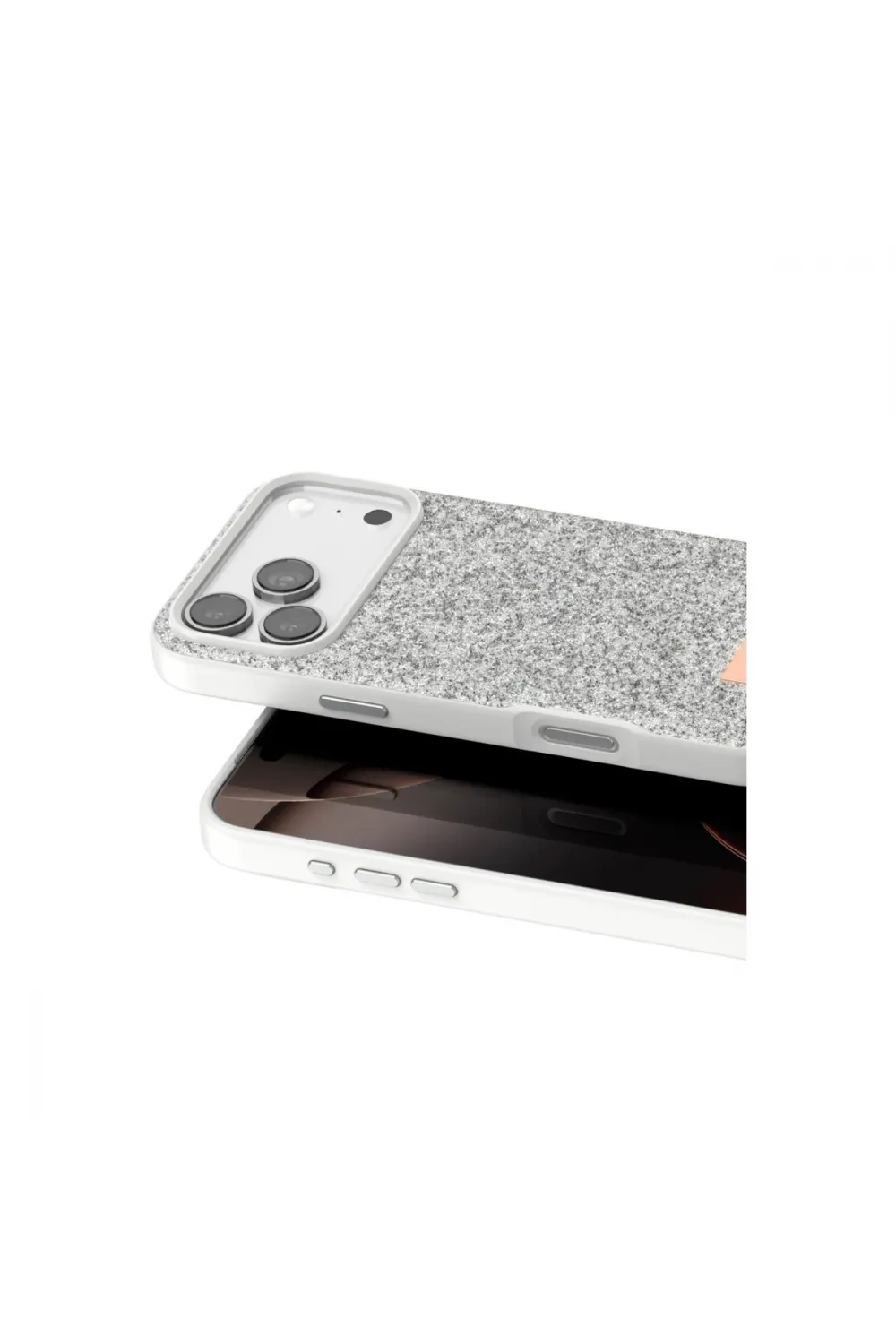 Onegif Apple İphone 17 Pro Bright Simli Kapak - Beyaz