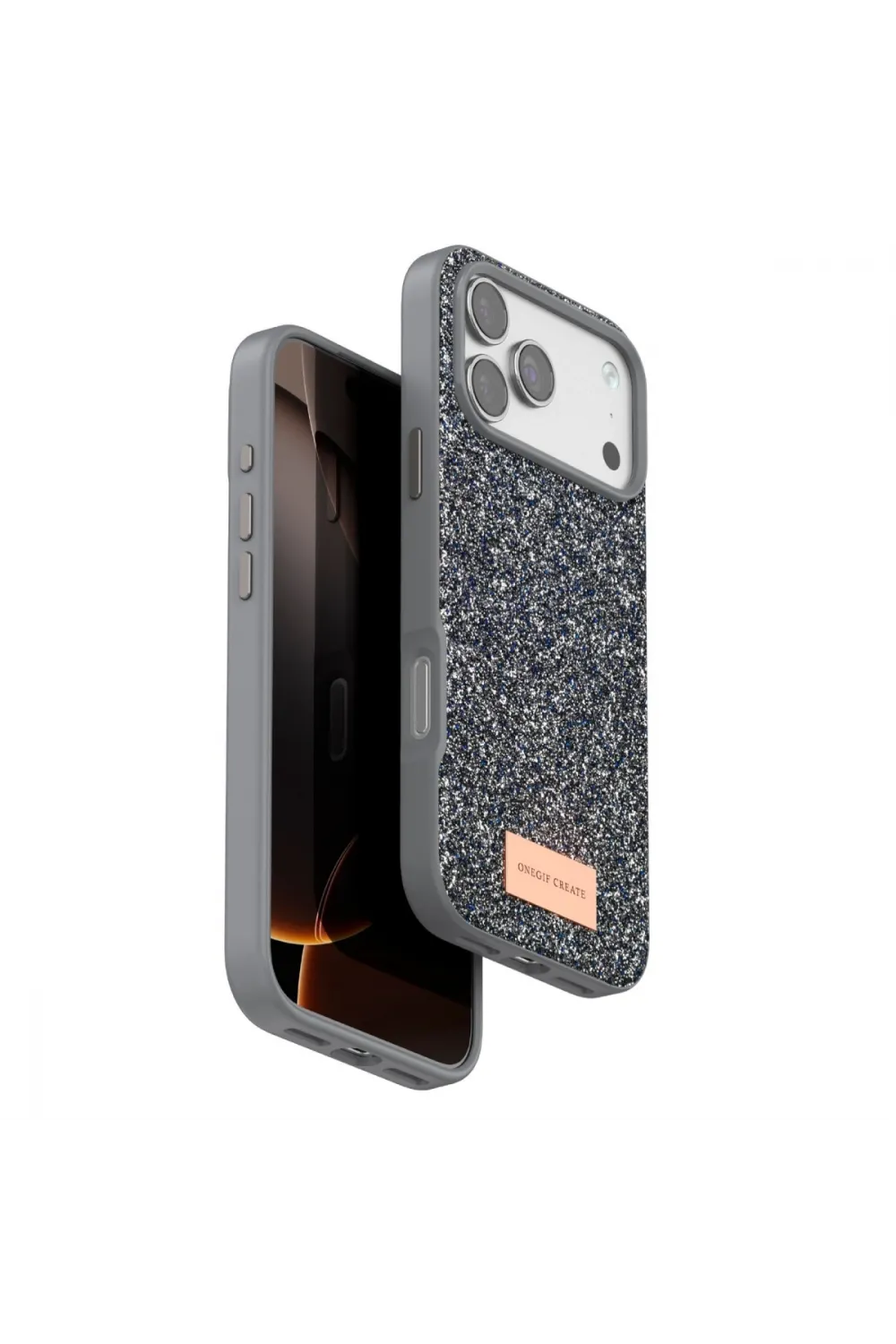 Onegif Apple İphone 17 Pro Bright Simli Kapak - Gümüş