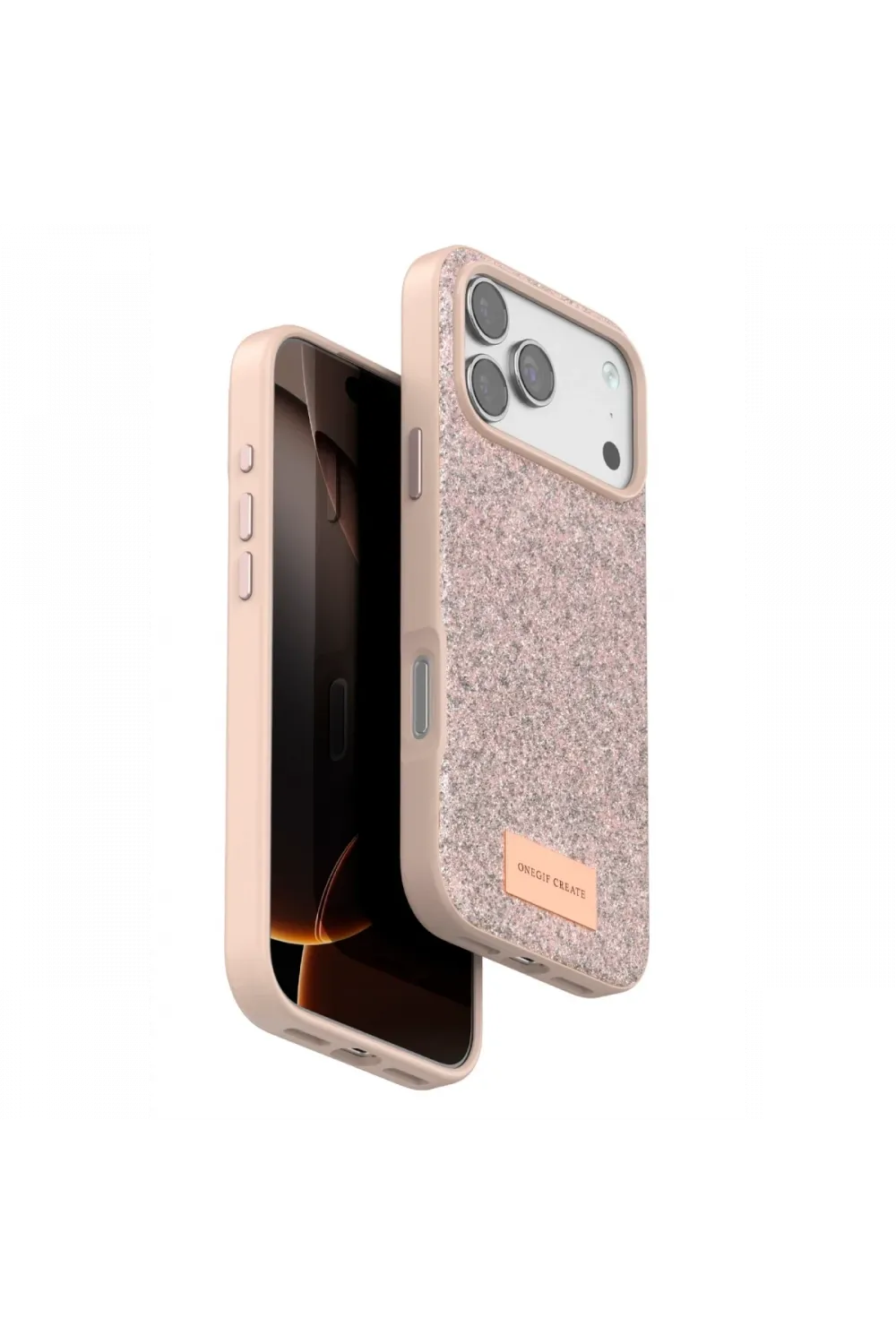 Onegif Apple iPhone 17 Pro Bright Simli Kapak - Pembe