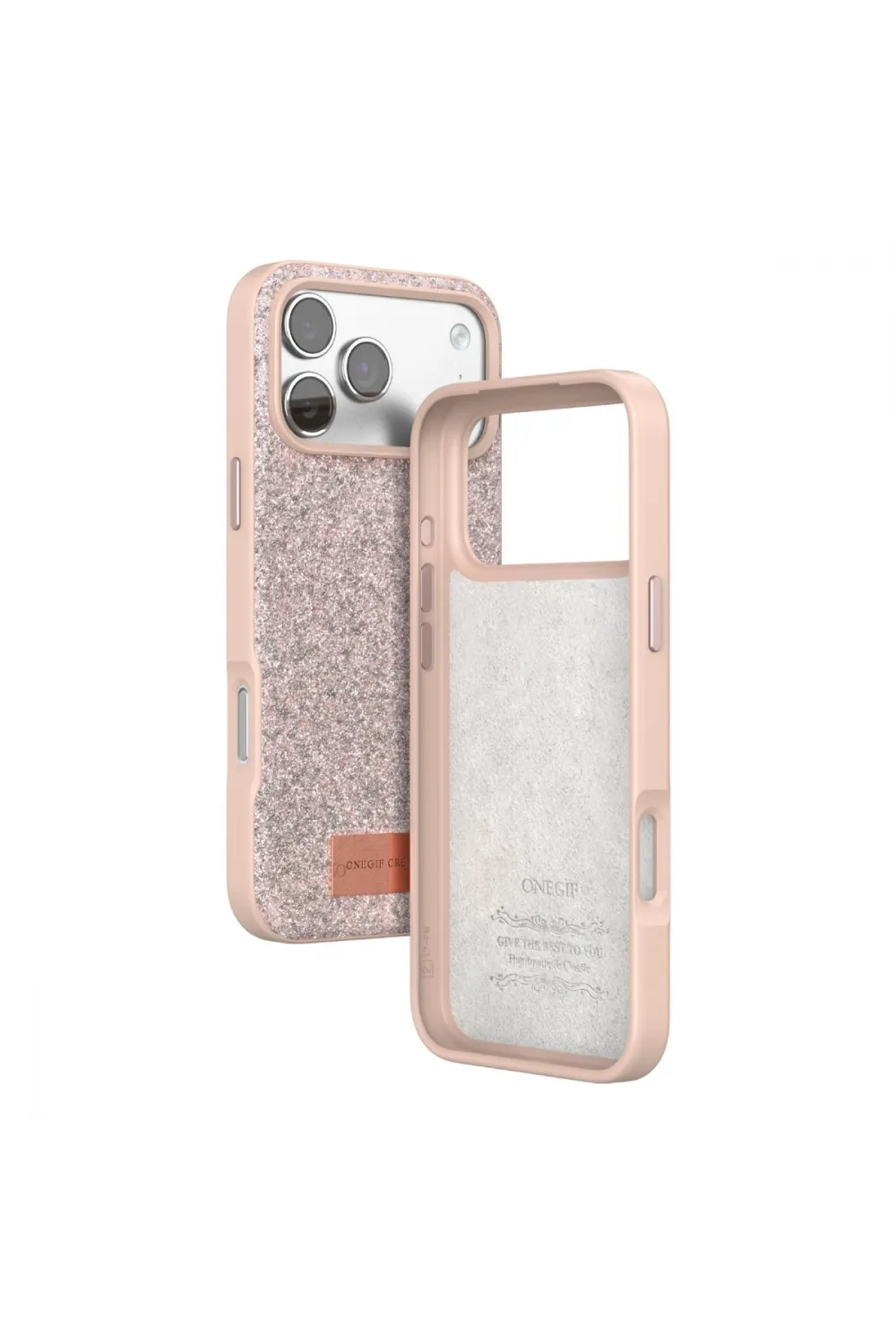 Onegif Apple İphone 17 Pro Bright Simli Kapak - Pembe