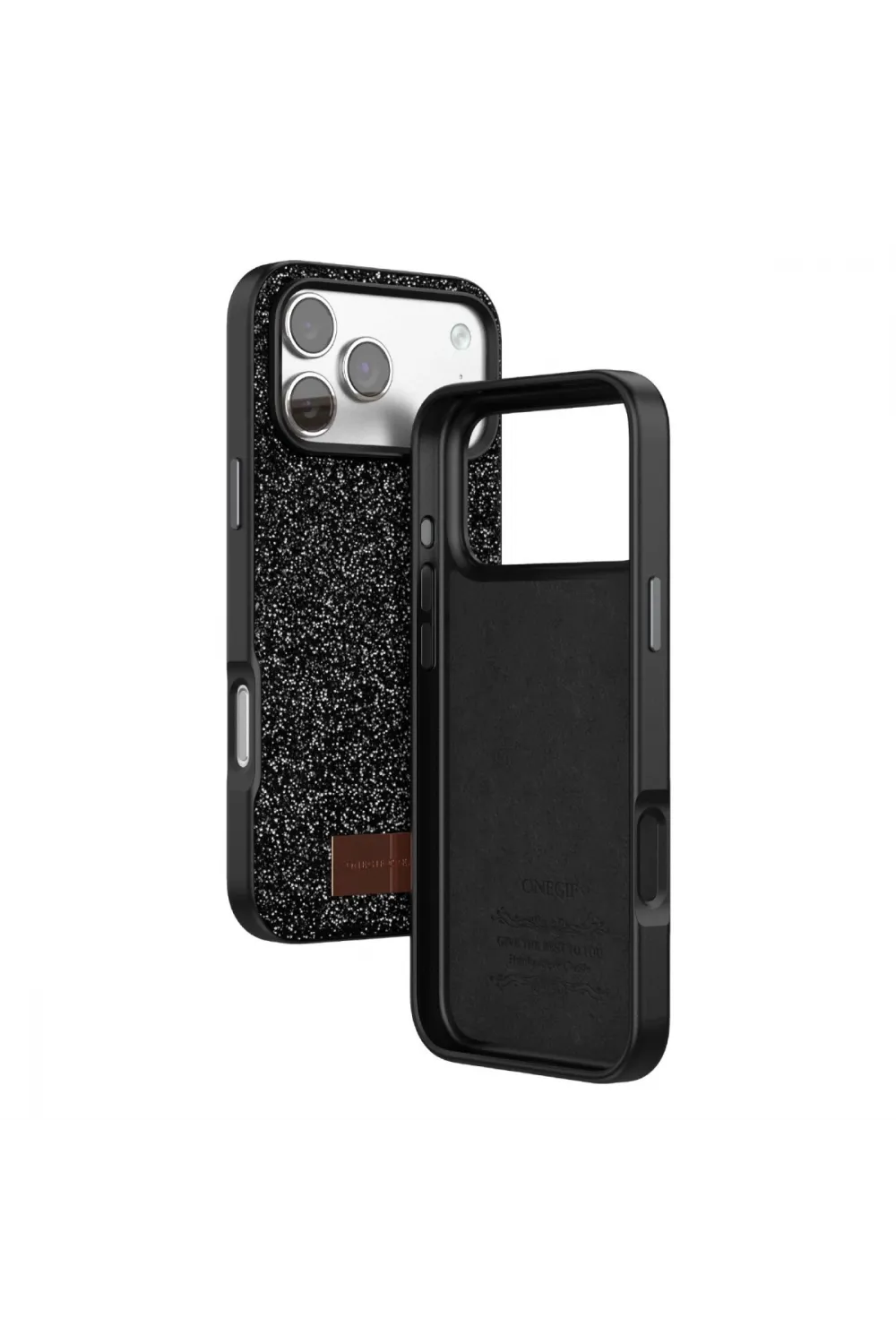 Onegif Apple İphone 17 Pro Bright Simli Kapak - Siyah