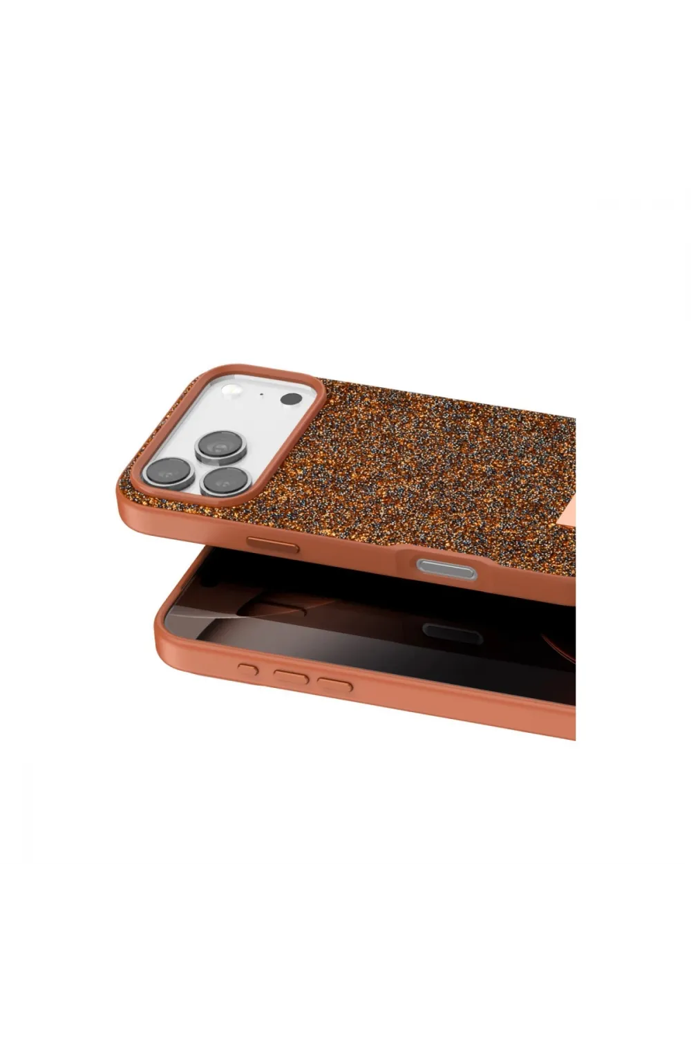 Onegif Apple İphone 17 Pro Bright Simli Kapak - Turuncu
