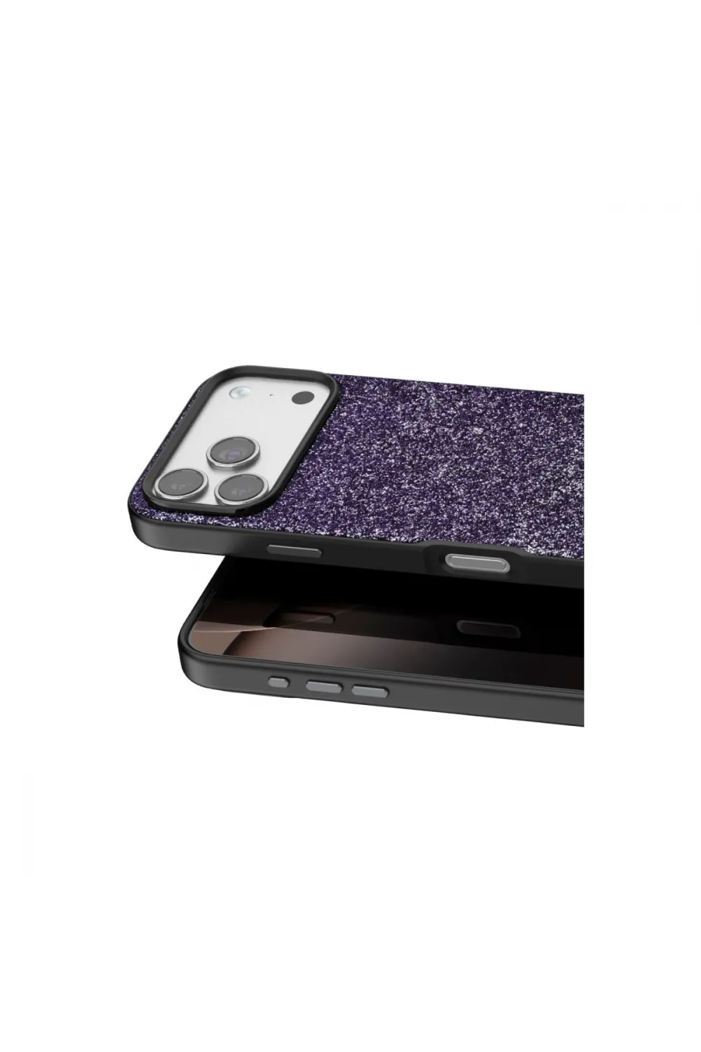 Onegif Apple İphone 17 Pro Max Bright Simli Kapak - Derin Mor