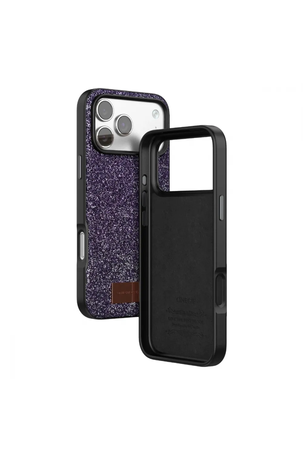 Onegif Apple İphone 17 Pro Max Bright Simli Kapak - Derin Mor