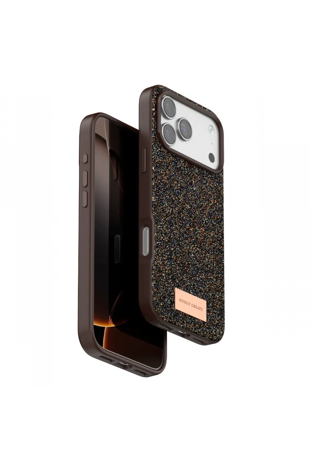 Onegif Apple iPhone 17 Pro Max Bright Simli Kapak - Gold