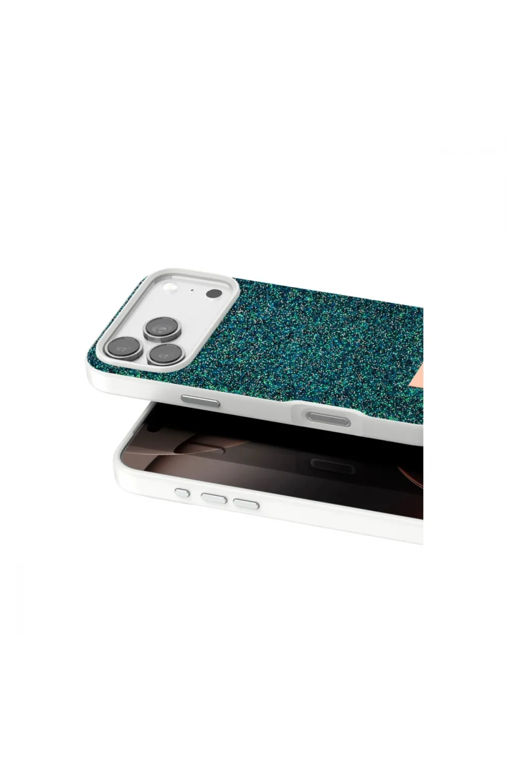 Onegif Apple İphone 17 Pro Max Bright Simli Kapak - Koyu Yeşil