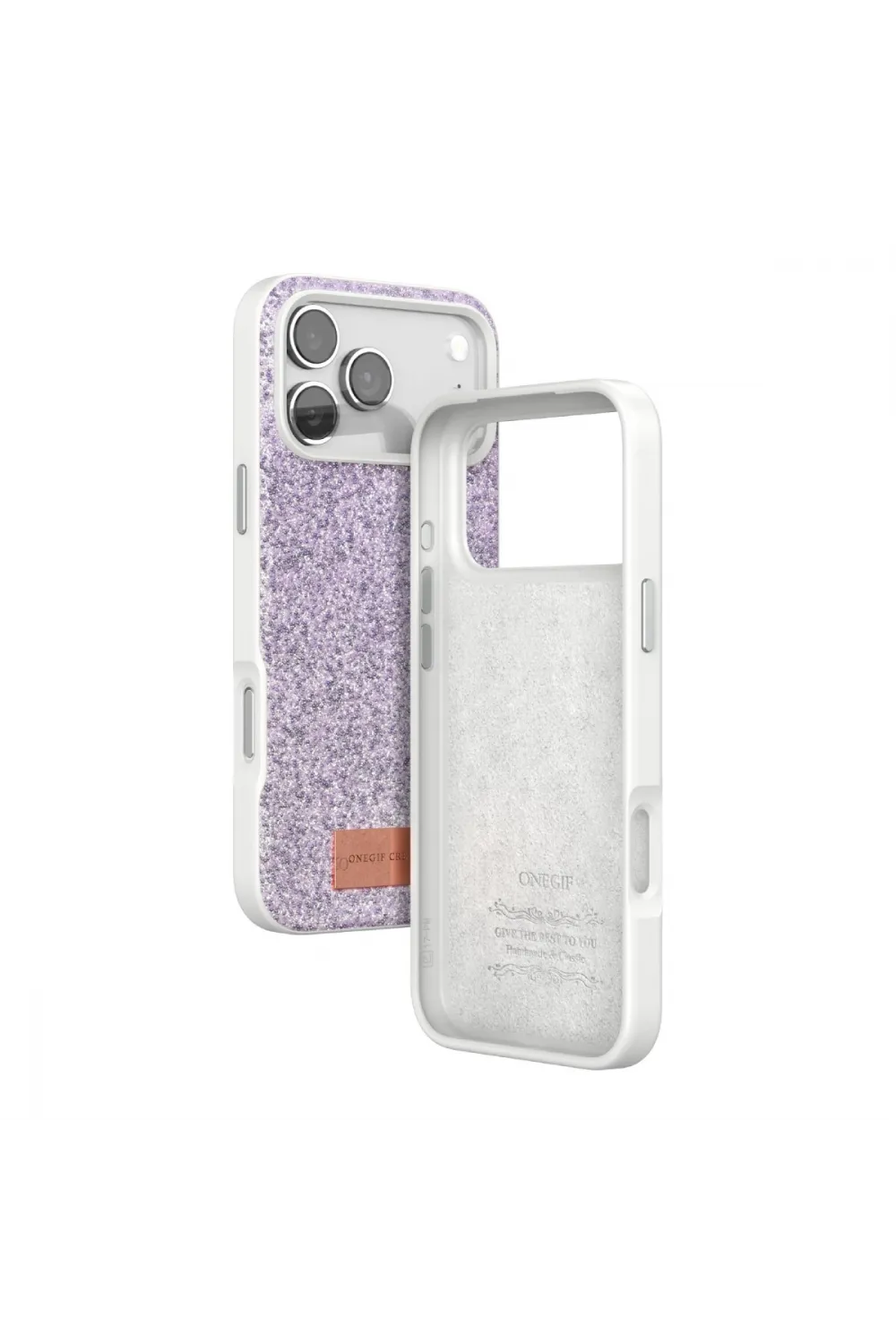 Onegif Apple İphone 17 Pro Max Bright Simli Kapak - Lila