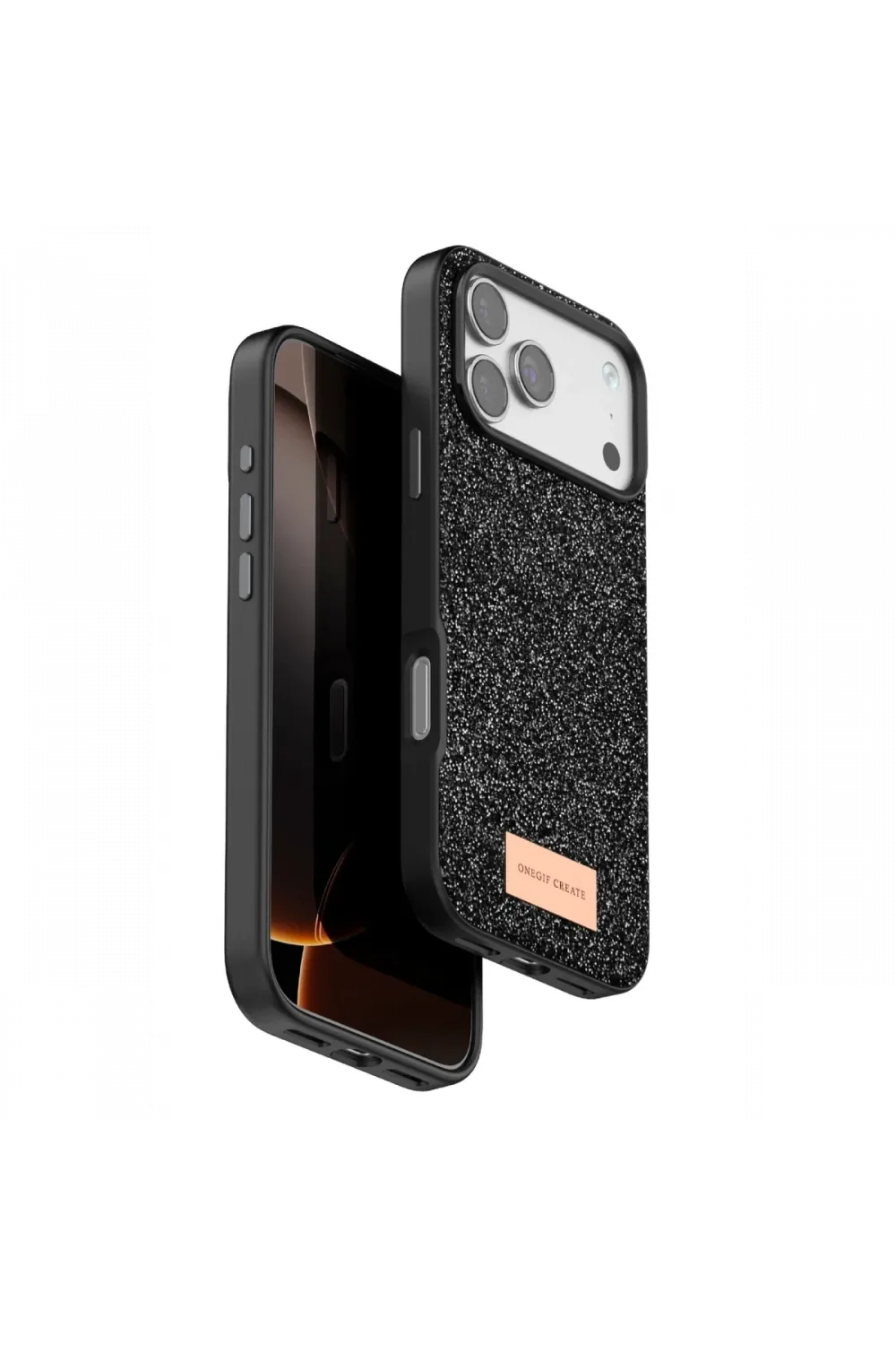 Onegif Apple iPhone 17 Pro Max Bright Simli Kapak - Siyah