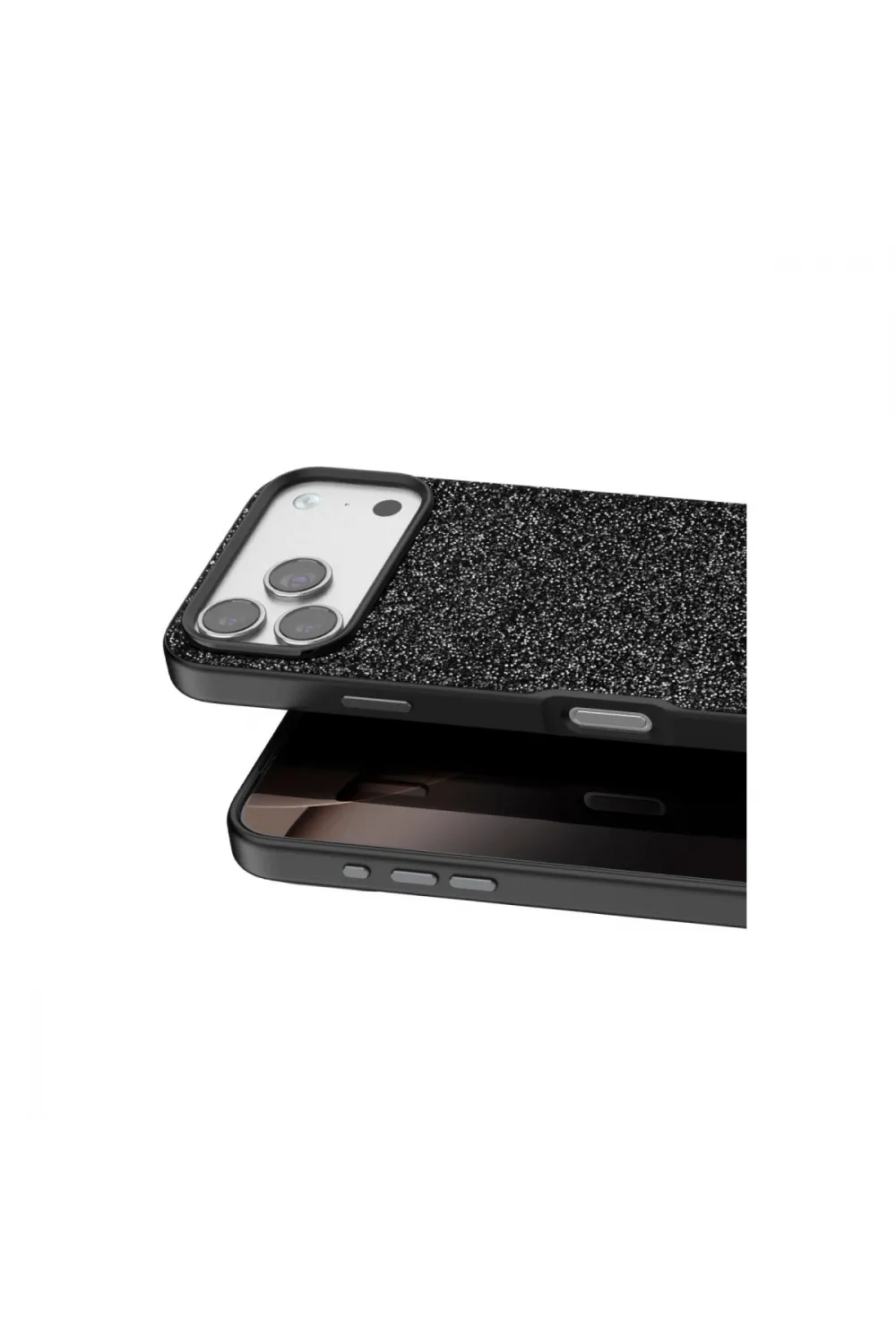 Onegif Apple İphone 17 Pro Max Bright Simli Kapak - Siyah