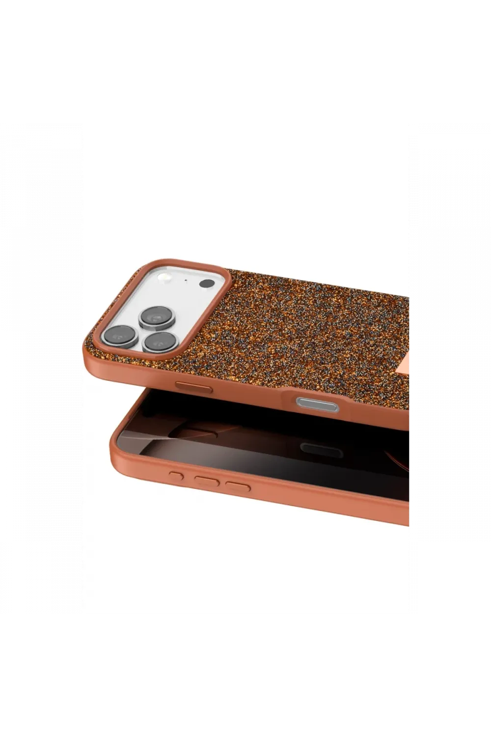 Onegif Apple iPhone 17 Pro Max Bright Simli Kapak - Turuncu