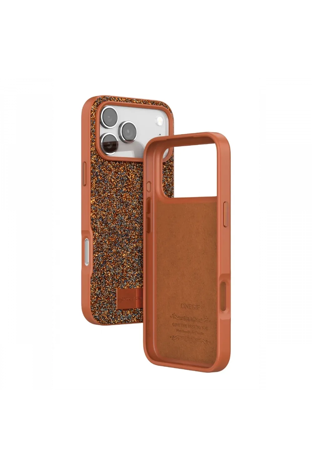 Onegif Apple iPhone 17 Pro Max Bright Simli Kapak - Turuncu