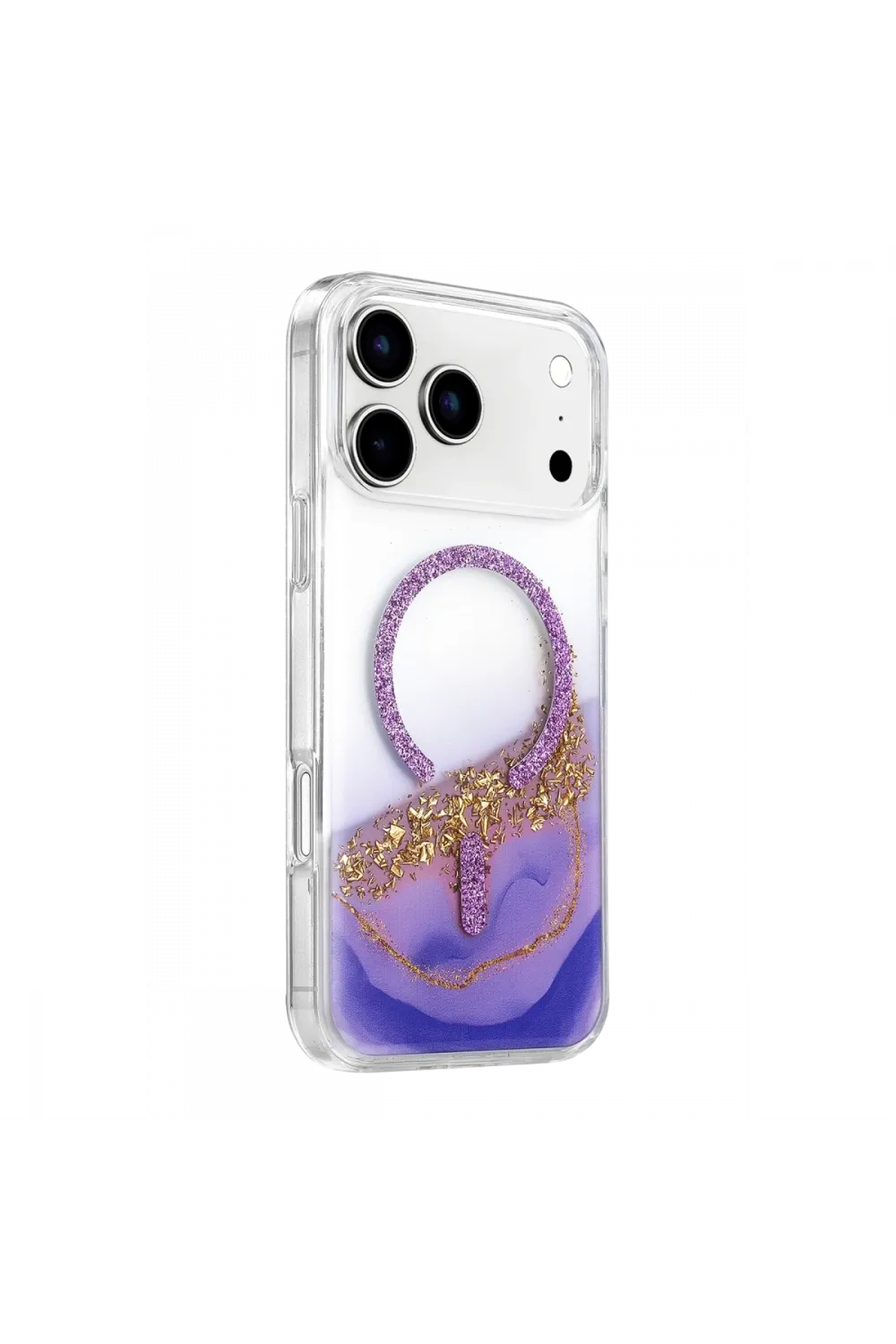 Onegif Apple İphone 17 Pro Max Lotus Simli Magsafe Kapak - Mor