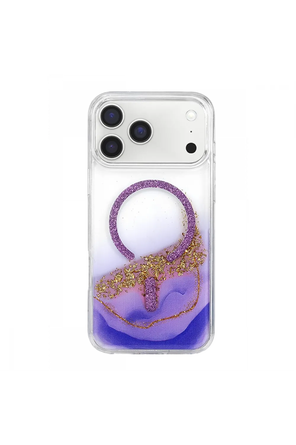 Onegif Apple İphone 17 Pro Max Lotus Simli Magsafe Kapak - Mor