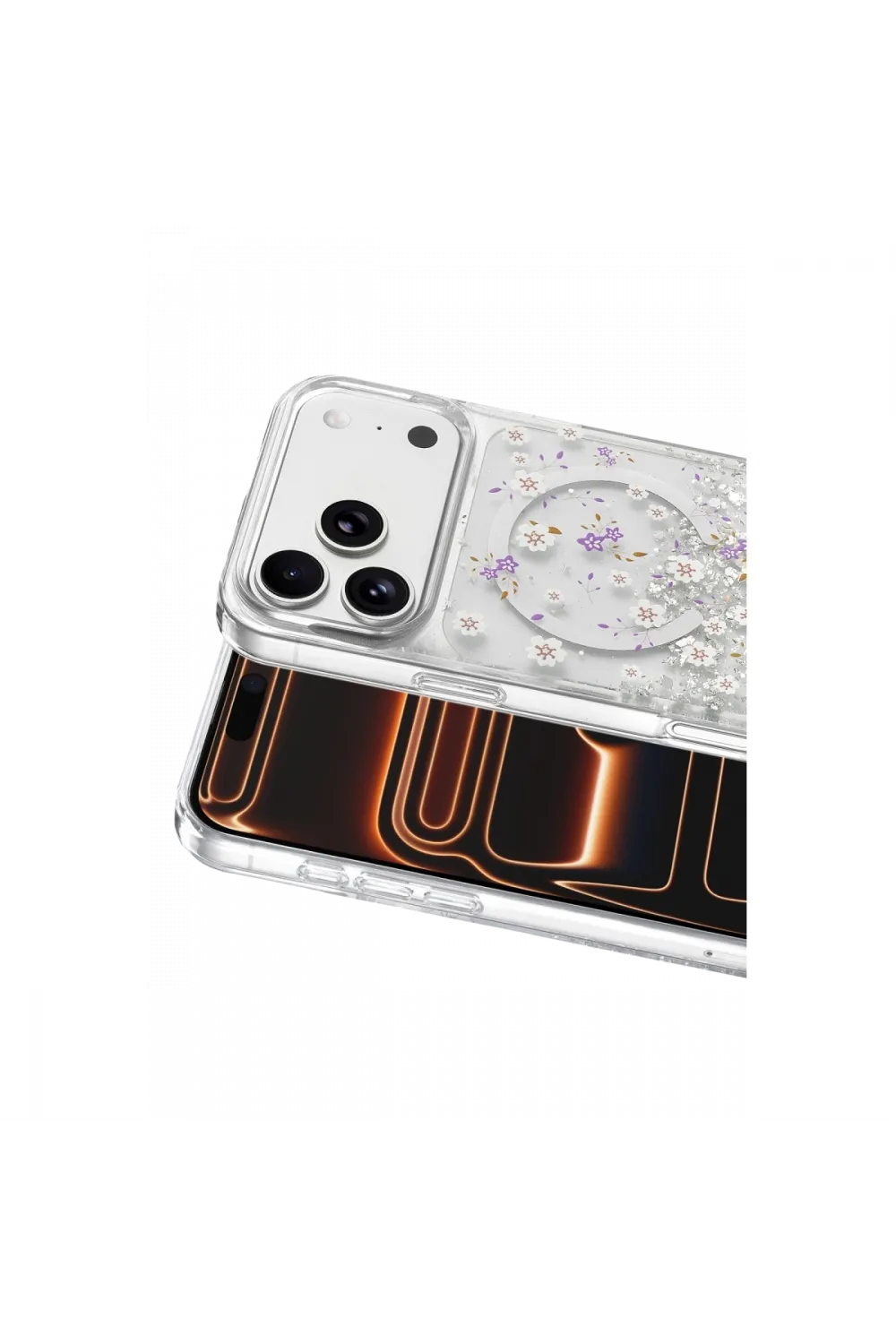 Onegif Apple İphone 17 Pro Misk Simli Magsafe Kapak - Desen 2