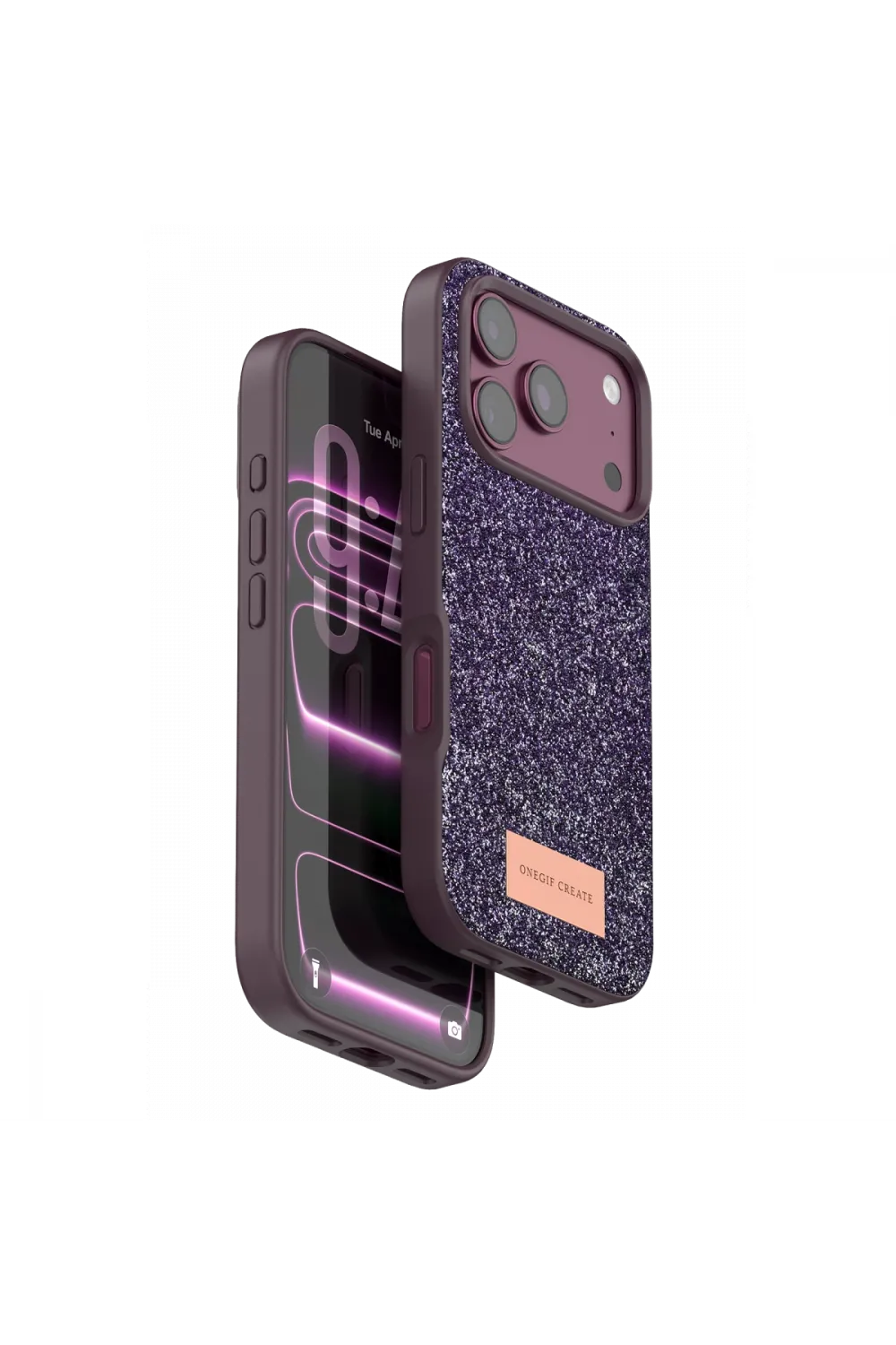 Onegif Apple iPhone 18 Pro Max Bright Simli Kapak - Bordo
