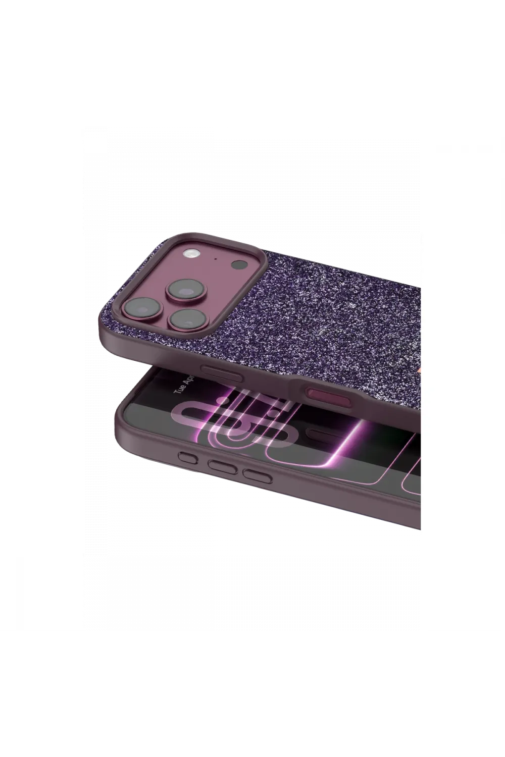 Onegif Apple iPhone 18 Pro Max Bright Simli Kapak - Bordo