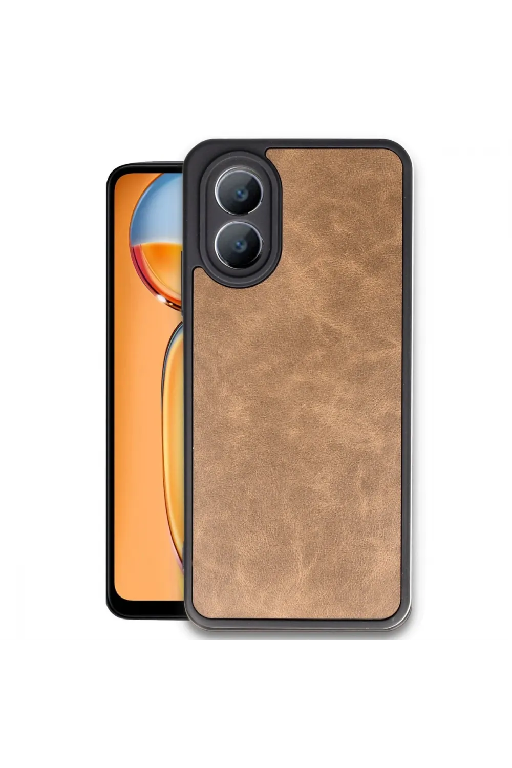 Oppo A38 Kılıf Aras Deri Kapak - Taba