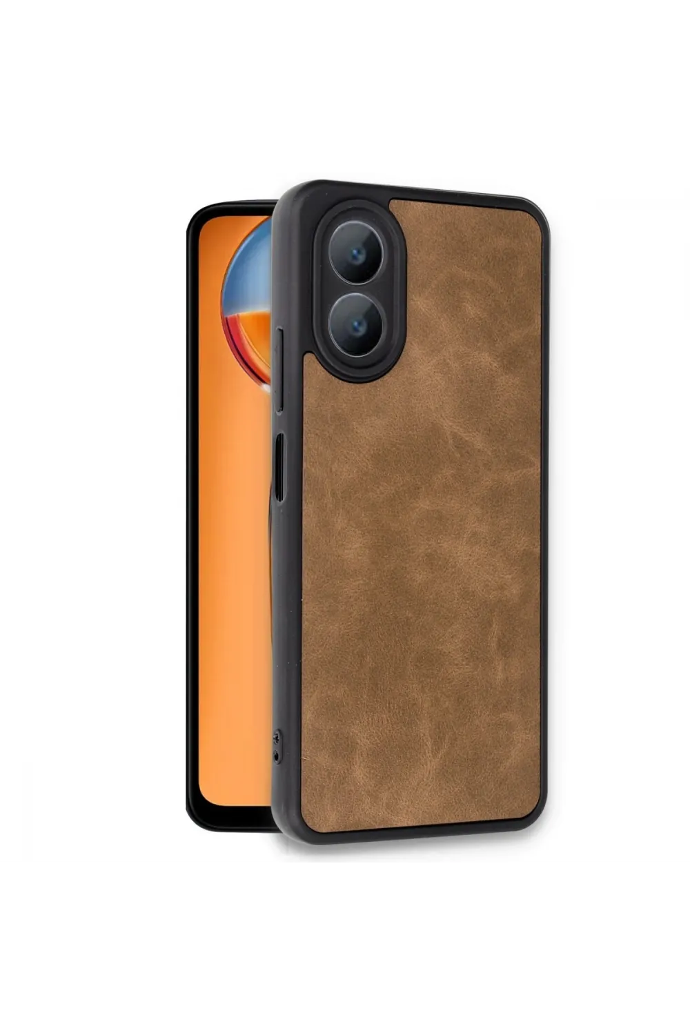 Oppo A38 Kılıf Aras Deri Kapak - Taba